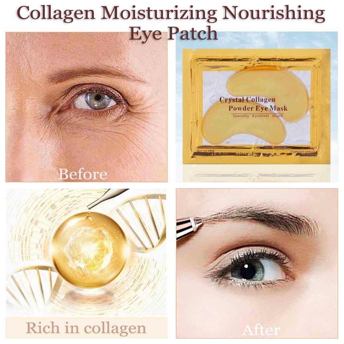 Miniling Miniling 30 Pairs Lip Masks & 24K Gold Eye Masks, Crystal Collagen Under Eye Patches for Puffy Eyes, Undereye Bags, Wrinkles, Eye Masks for Dark Circles and Puffines, Skincare Gifts for Women