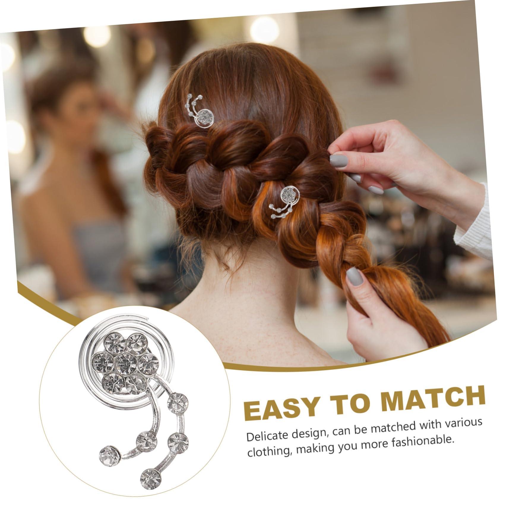 VINTORKY VINTORKY Elegant Prom Hair Accessories 12pcs Silver Spiral Hair Clips Bridal Hair Clip for Women Rhinestone Hair Jewelry Hair Jewels for Women