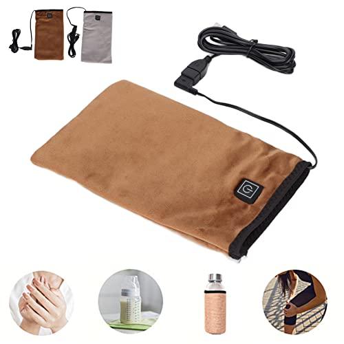 Tiiyee Electric Warming Mitts, Heated Beauty Hand Mittens USB 3 Settings Electric Warming Mitts Electric Heated Mittens Gloves for Hand Nail Art Manicure (Brown)