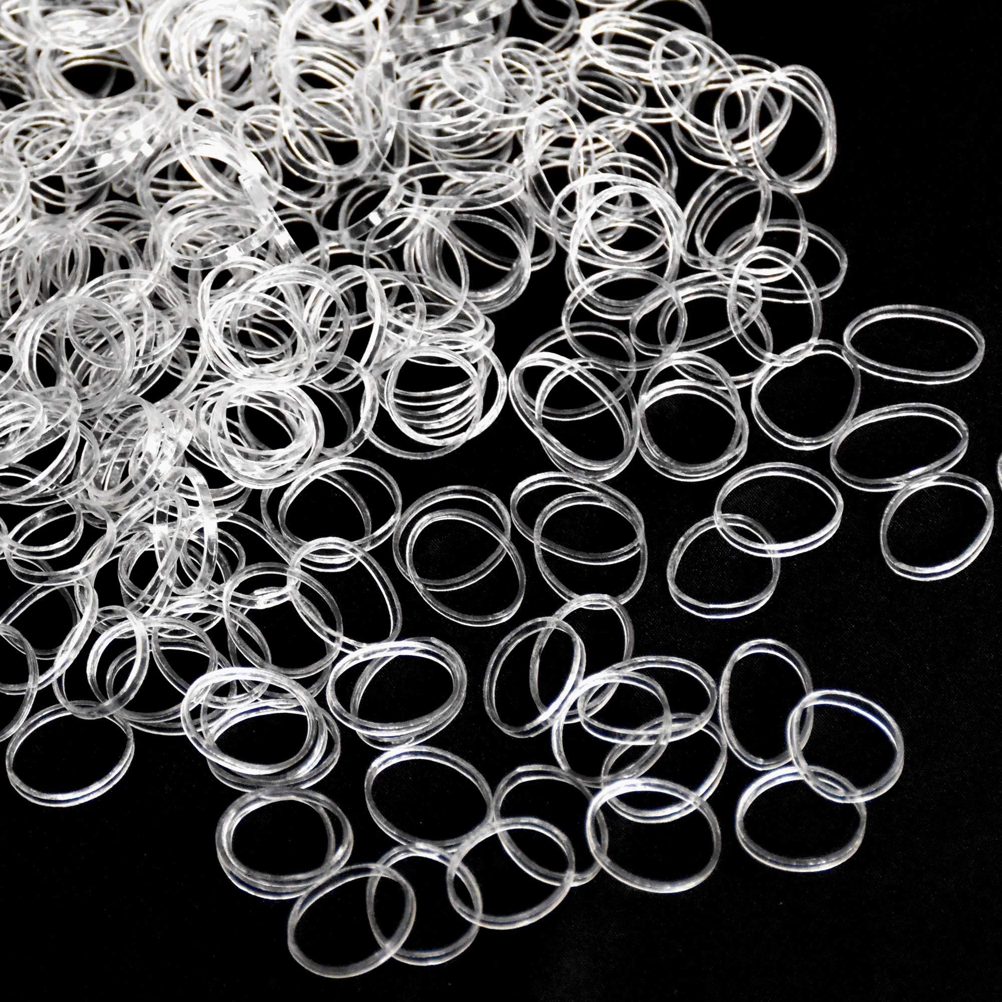 TONGTLETECH Mini Hair Rubber Bands, 400pcs Clear Elastic Hair Bands, Soft Hair Elastics Ties Bands for Kids Hair, Braids Hair, Wedding Hairstyle and More