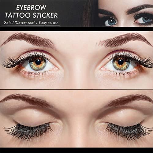 Beyony 8 Sheets Eyebrow Tattoo Stickers, 4D Hair-like Authentic Eyebrows, Brown Imitation Ecological Lazy Natural Tattoo Eyebrow Stickers Waterproof for Woman Makeup Tool for Woman 88 Pairs (Classic Pattern)