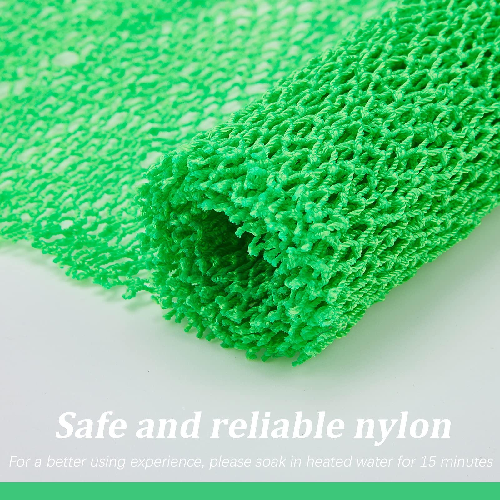 Boao 4 Pieces African Net Bath Sponge African Exfoliating Long Net Sponge Exfoliating Shower Body Scrubber Skin Smoother for Daily Use(Green, 25.6 x 7.9 inch)