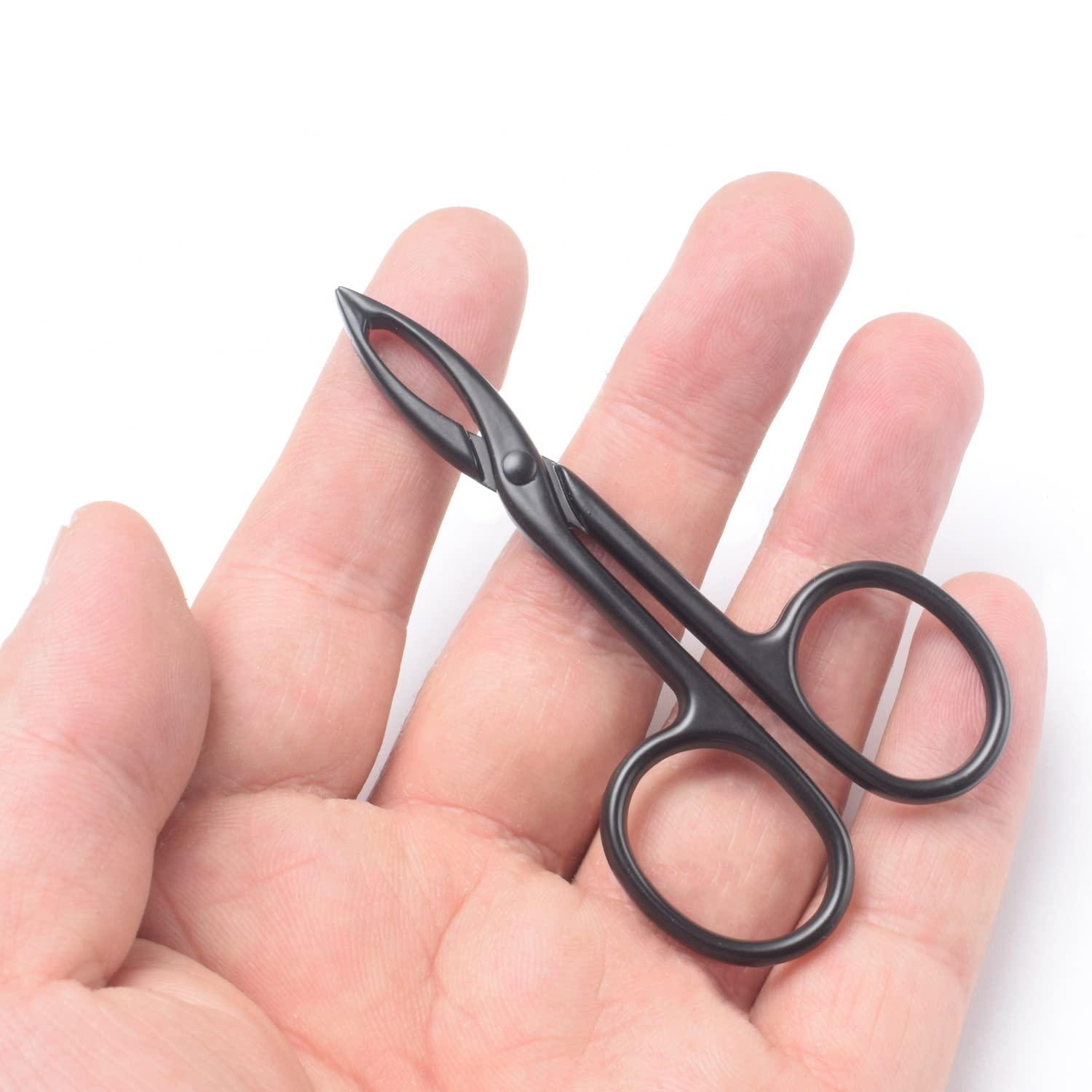 Motanar Motanar 2 Pieces Tweezers Scissor Handle Straight Tip Scissor Shaped Eyebrows Tweezers for Hair Plucker Remover Facial Hair Eyebrows Care (Black)