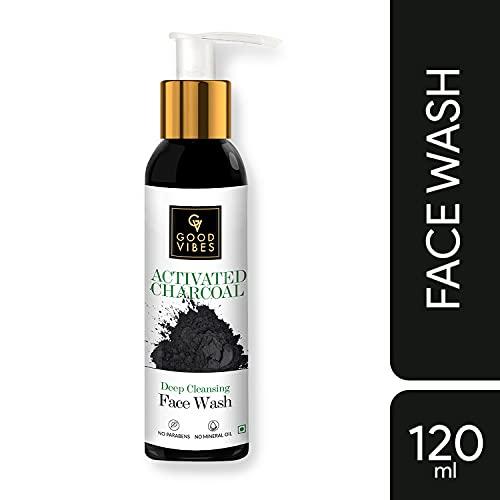 Good Vibes Good Vibes Activated Charcoal Deep Cleansing Face Wash, 120 ml Dirt Removal Deep Pore Cleansing Formula for All Skin Types, Controls Excess Sebum & Acne, Natural, No Parabens & Mineral Oil