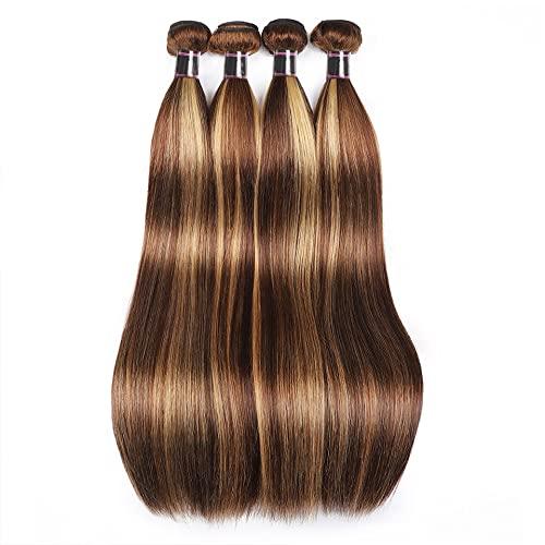 KESEN KESEN Ombre Straight Bundles Highlight Human Hair Weave Virgin Brown Straight Hair 4 Bundles 20202020 Inch Remy Human Hair Weaves P4/30 Human Hair Bundles Brown Straight Human Hair Extensions