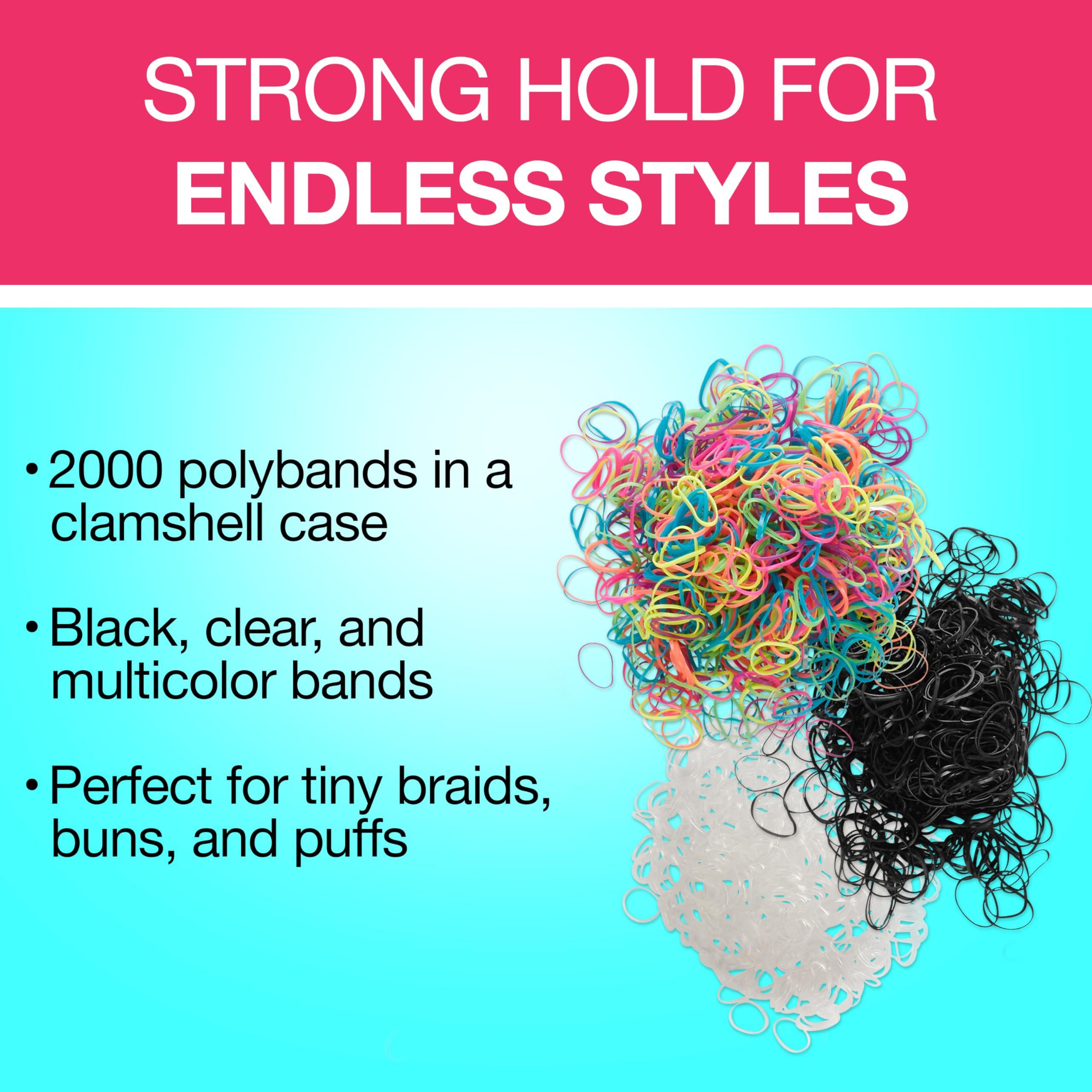 Scunci Scunci by Conair Hair Ties - Clear Elastics - Hair Accessories for Women - Black, Clear & Multi-color - 2000 Count