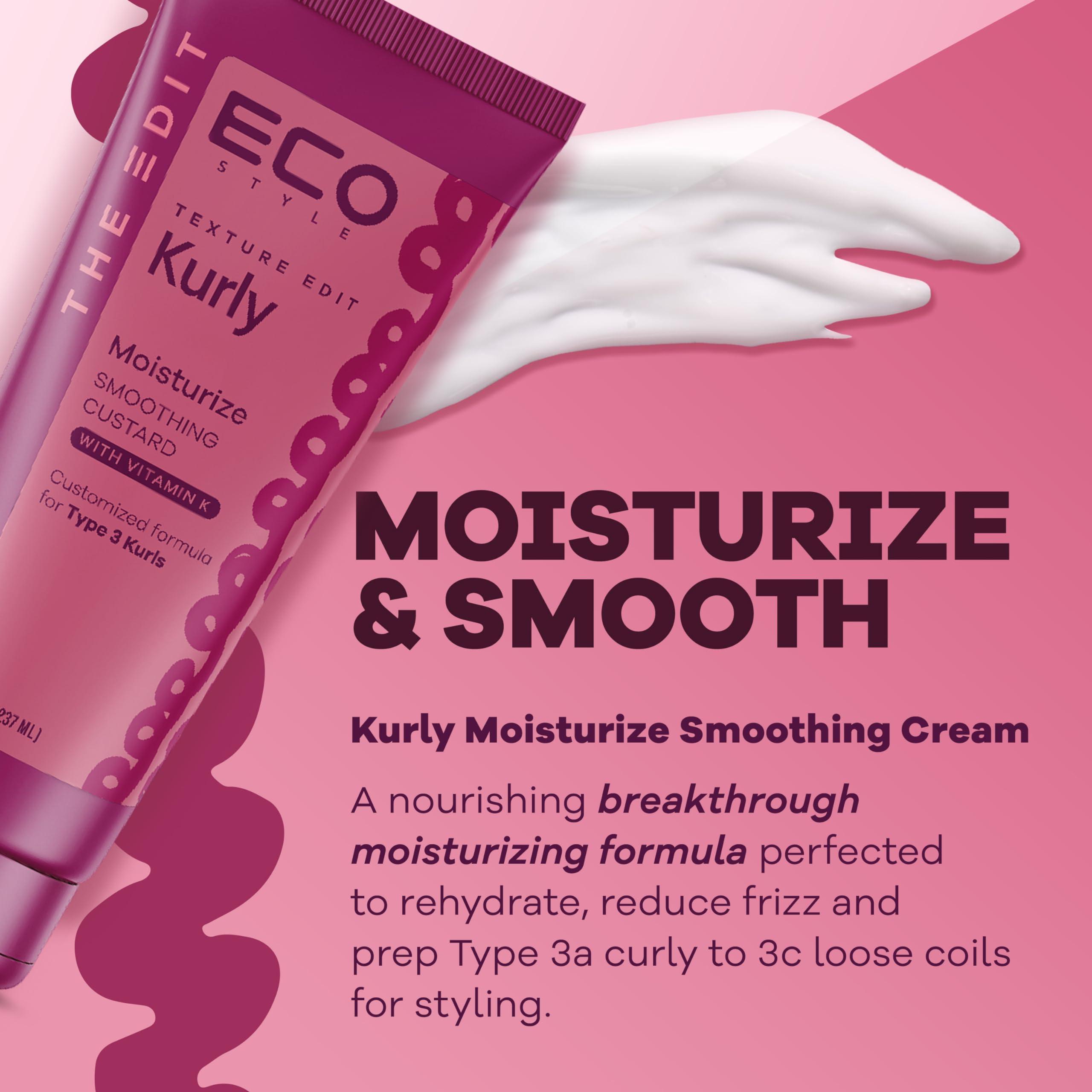 Eco Style Eco Style, Texture Edit, Kurly Moisturize Smoothing Cream for Type 3 curly hair - A sulfate-free, curl cream that smooths, combats frizz and nourishes parched curls. 8 oz.