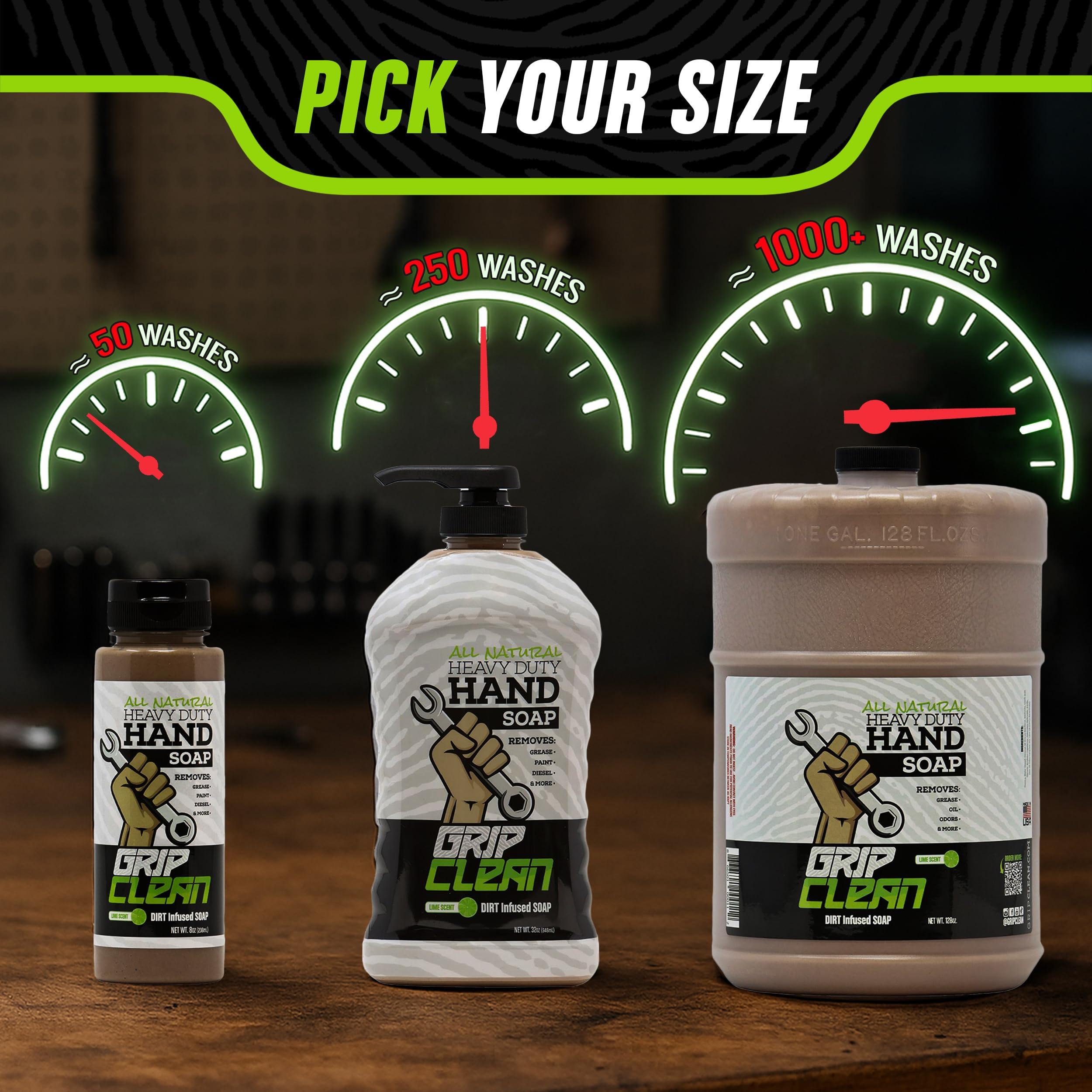 Grip Clean Grip Clean - Hand Cleaner for Mechanics  Heavy-Duty Mechanic Soap, Liquid Hand Soap with Natural Pumice & Clay to Absorb Tough Grease, Oil & Dirt  Moisturizing Coconut Oil, Lime Scent (32oz)