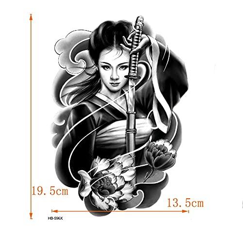 HTDZDX Female Warrior with Sword Waterproof Temporary Tattoo Sticker Tatuajes Tatoo Sleeve Henna Tattoo Decals Body Art Stickers (Color : Hb594x)