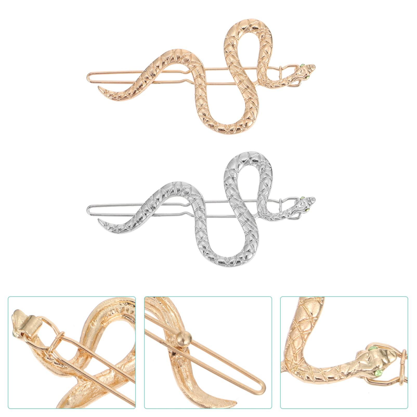FRCOLOR FRCOLOR Snake Hair Clips 4pcs Snake Hairpin Wedding Hair Clips Metal Gold Snake Jewelry Geometric Hair Clips Snake Hair Barrettes Snake Pattern Hair Snap Clips Alloy Hair Trinket Banana Gift