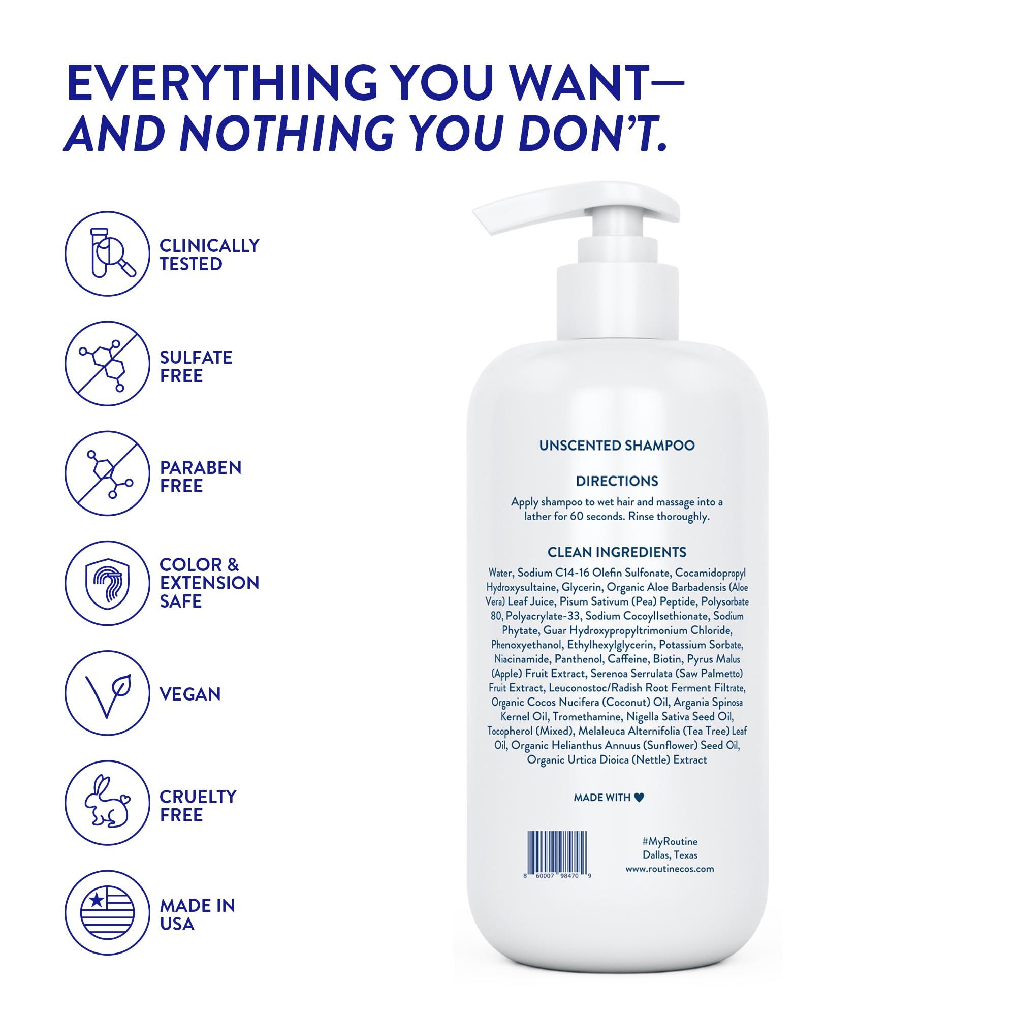 Routine Wellness Routine Wellness Anti-Thinning Shampoo for Thinning Hair - Biotin DHT Blocker Women & Men - Color Safe Shampoo for Hair Loss & Healthy Growth - Unscented 14oz