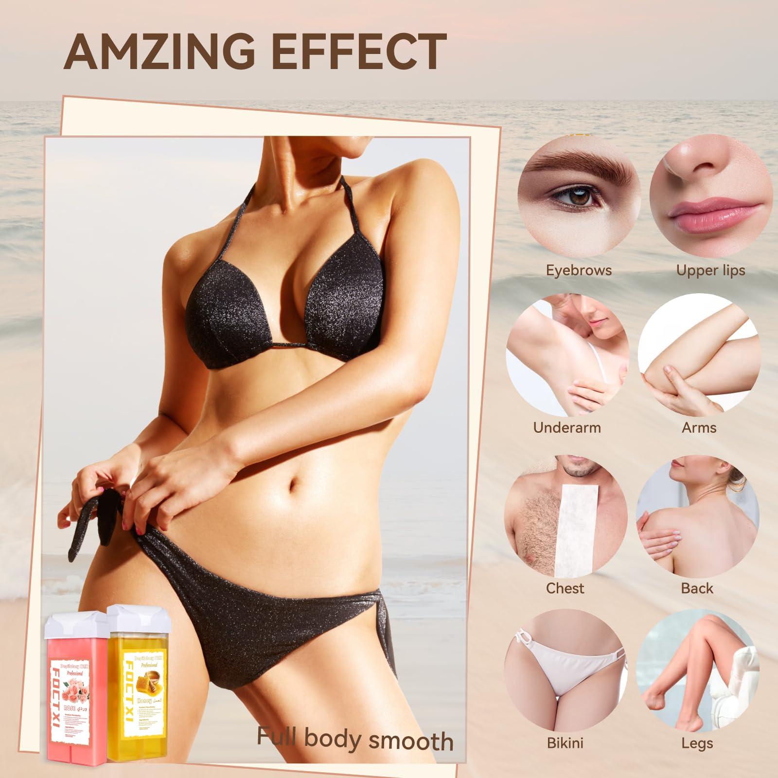 FOCTXI Roller Waxing Kit for Women, Roll on Wax Warmer Kit for Hair Removal, For Multiple Areas of the Body, Sensitive Skin Wax Roller Kit for Women Hair Removal