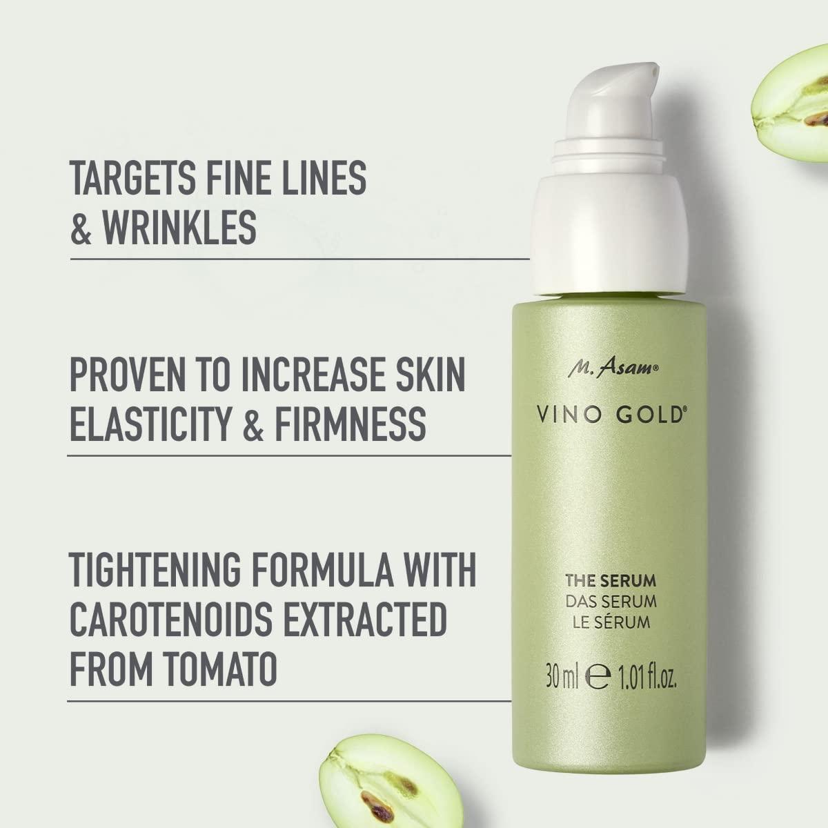 M. Asam M. Asam VINO GOLD Face Serum - reduces lines & wrinkles, increases elasticity & firmness of the skin, face moisturizer with carotenoids from tomato, anti-aging, vegan facial care, 1.01 Fl Oz