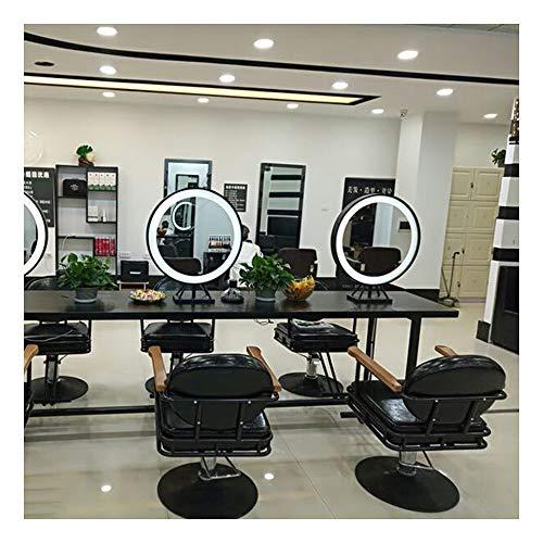 XM-MIRROR Double-Sided Tabletop Led Mirror, Hair Salon Dedicated Desktop Mirror, Beauty Salon Hair Salon Hot Dyed Double-Sided Mirror with Light Studio Makeup Mirror,Black,70cm