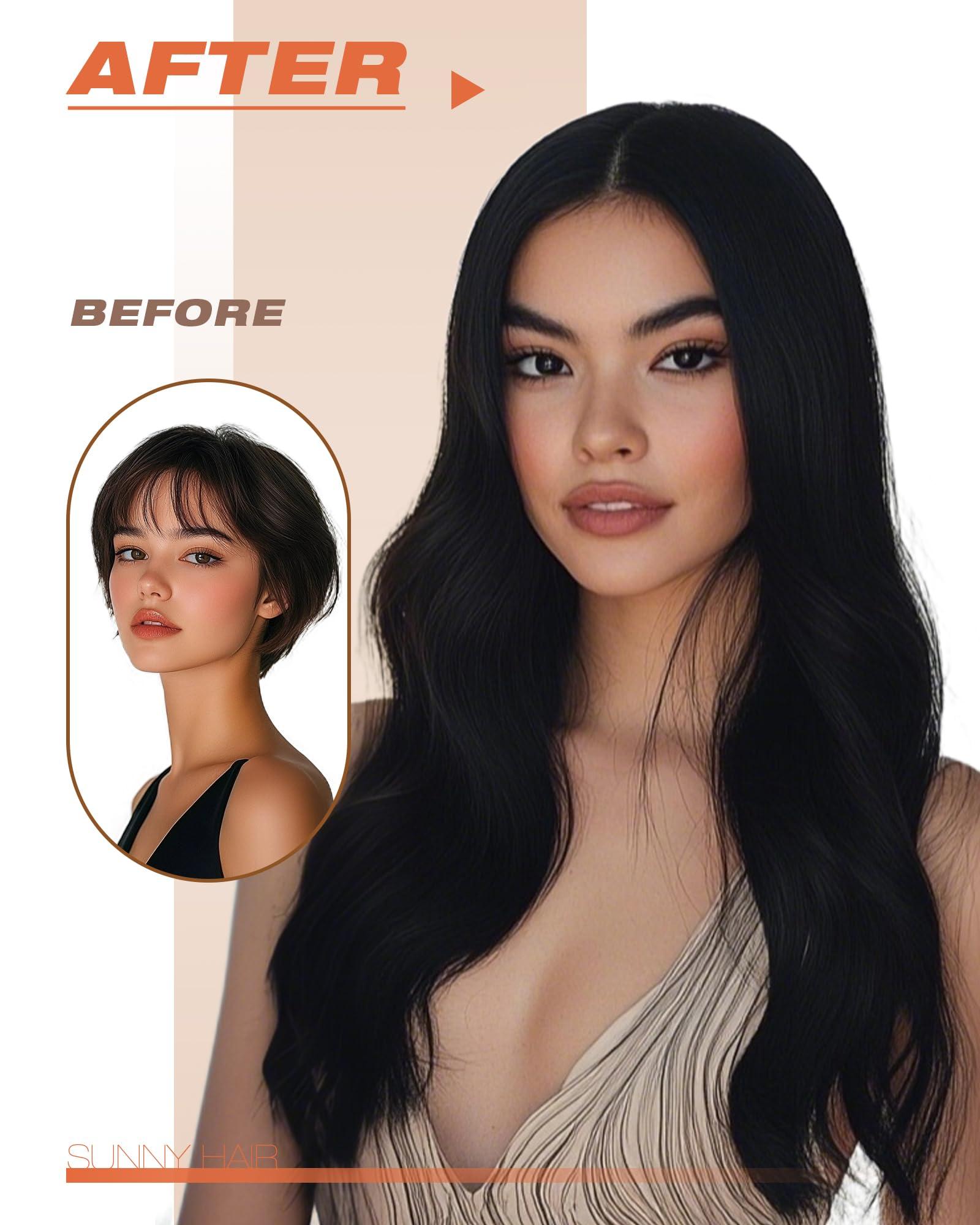 Sunny Hair Sunny Hair Tape ins Human Hair Extensions Black Girl 14inch Jet Black Tape in Extensions Invisible Tape in Hair Extensions Human Hair Black Straight Tape in Hair Extensions Add Volume 50g 20pcs