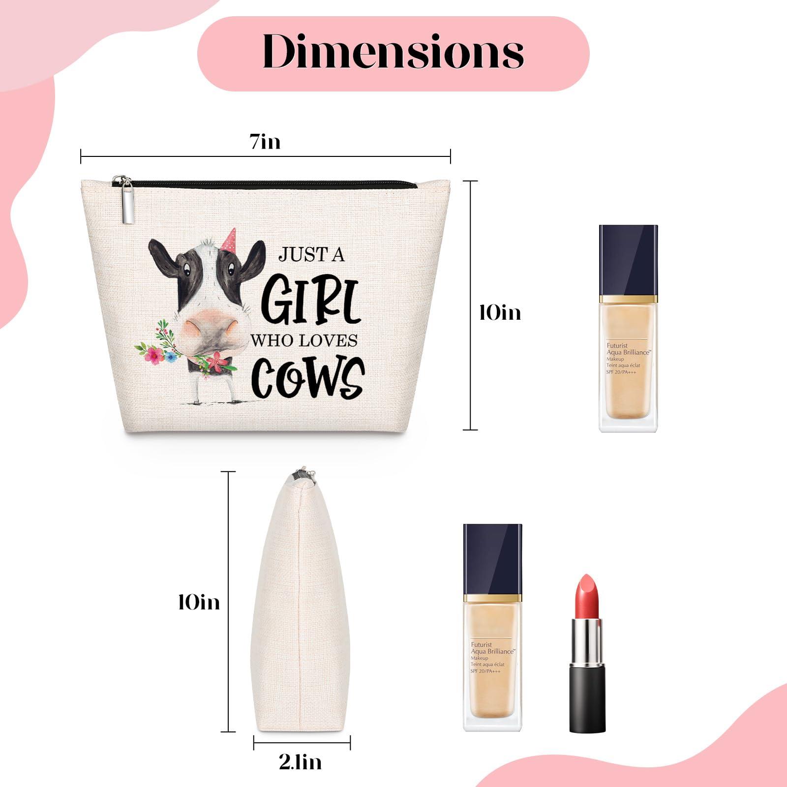 GevGuxLuo GevGuxLuo Cow Gifts for Cow Lovers, Cow Makeup Bag for Women with Mirror, Cow Birthday Gifts Ideas for Daughter Sister Bestie, Cute Cow Themed Gifts Animal Lovers Gifts for Women Who Loves Cows