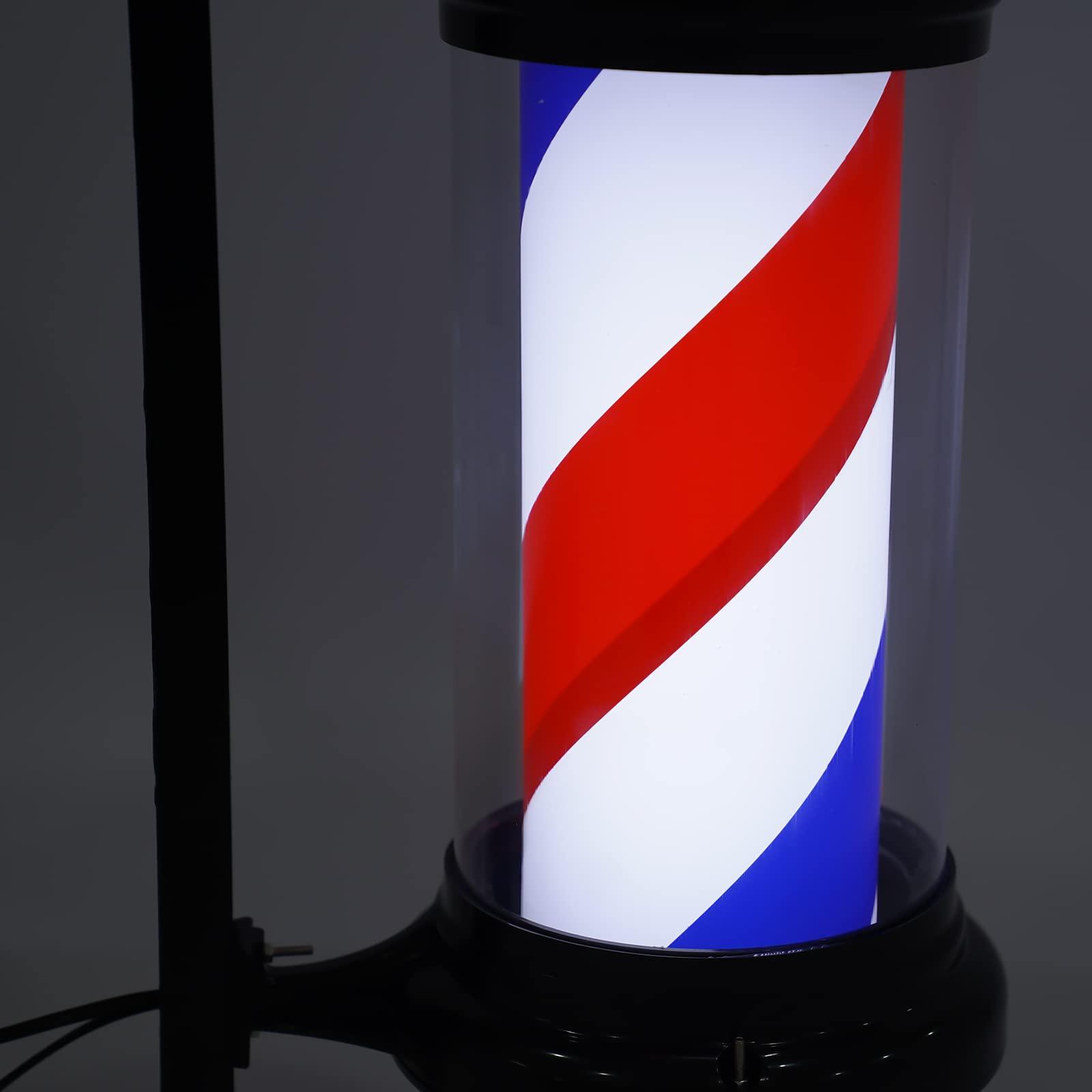LUOSHALIYA 27.55in(H) Barber Pole Light, Hair Salon Rotating Red White Blue LED Strips Save Energy Light, Wall-Mounted Barber Shop Open Sign, Lamp Power 20W