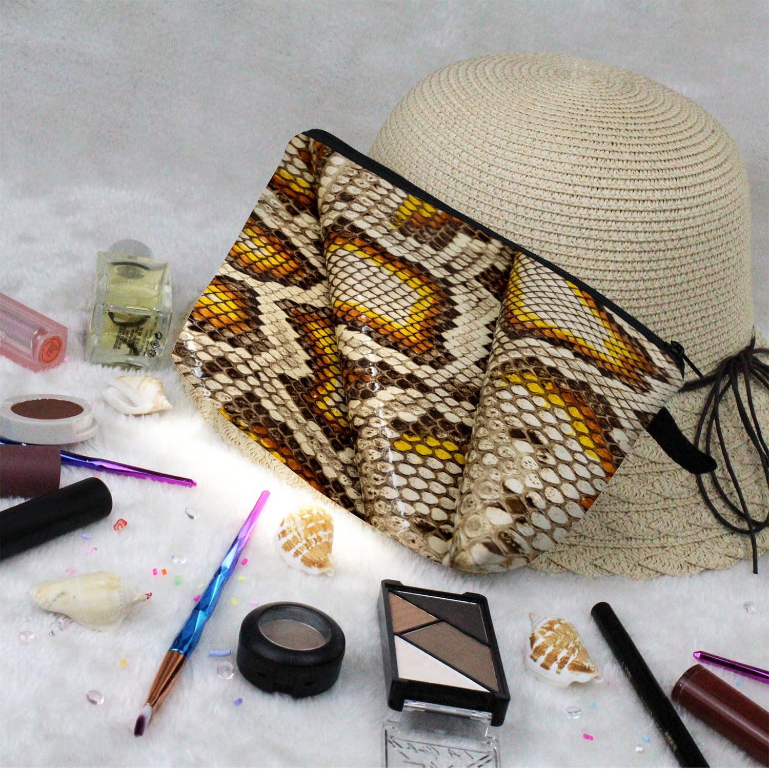Livel lhood Livel lhood Snakeskin Cosmetic Bag Cute Small Makeup Bag Travel Toiletry Storage Organizer Zipper Pouch Snakeskin Pattern Makeup Bag Birthday Present for Snake Lovers Women Friends