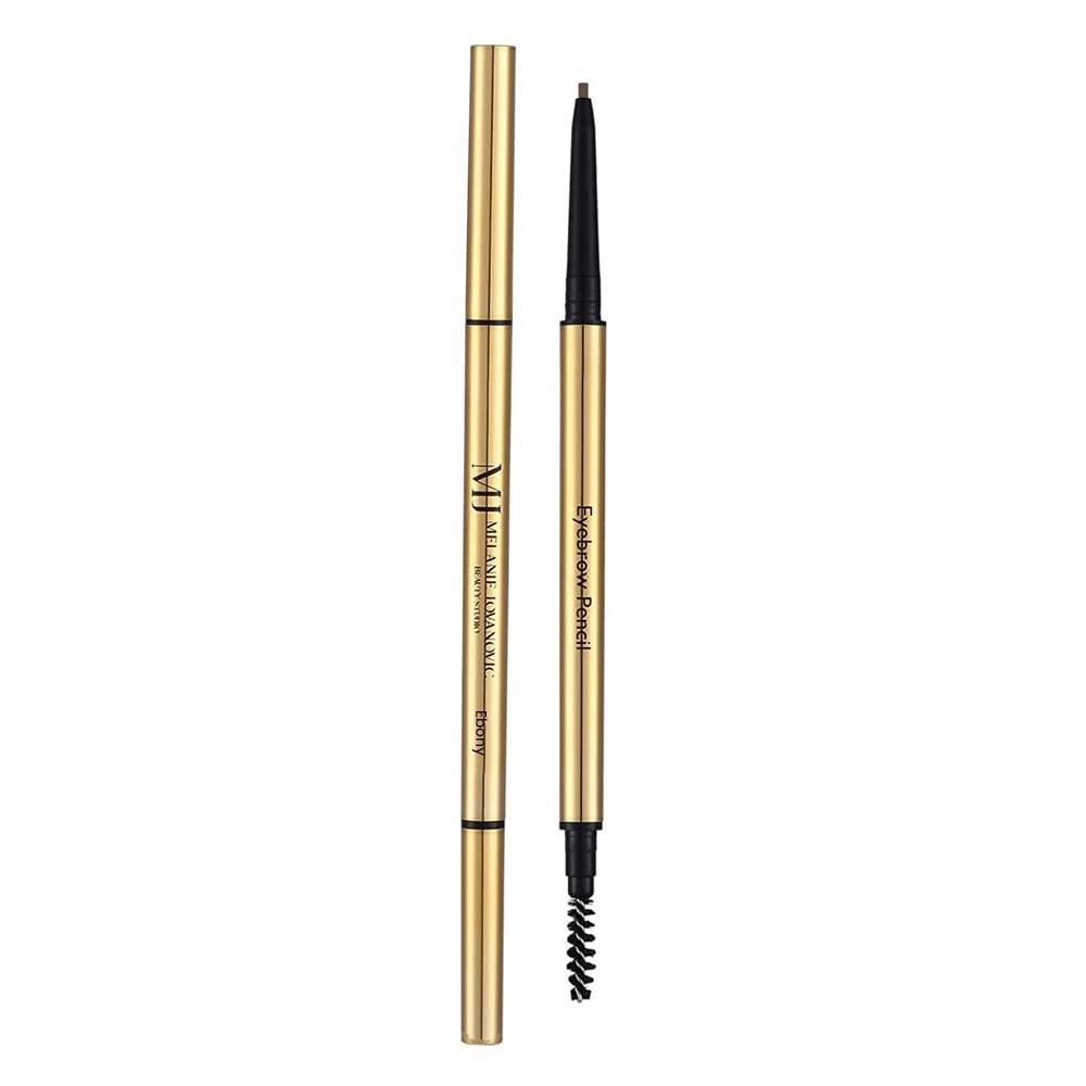 Melanie Jovanovic Eyebrow Definer Pencil | Fill in Draw Fine Lines and add volume to your Brows | Long Lasting and Waterproof | Precision Smart Double Ended Design | Mela Beauty Studio Professional Makeup (Ebony)
