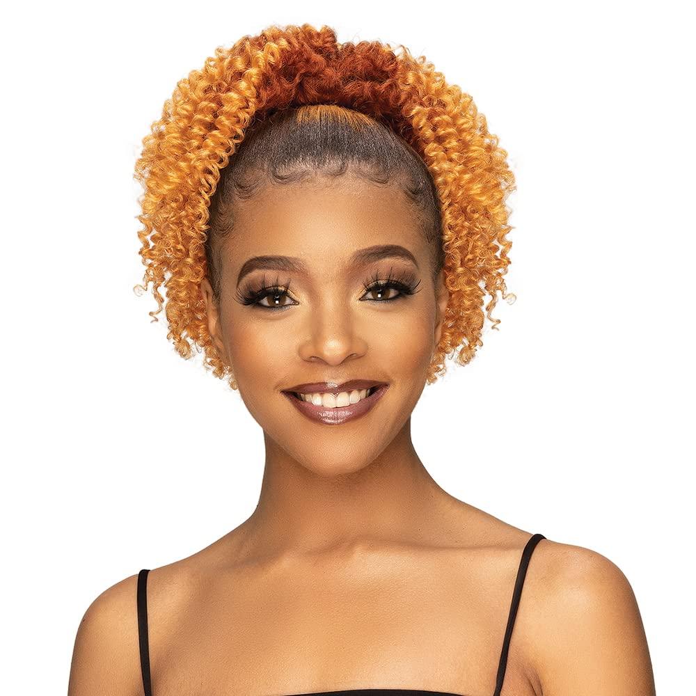 Janet Collection Janet Collection Remy Illusion Ponytail Extension 10.5-inch Coily Pony Tails Hair Extensions Premium Synthetic Hair Ponytail Extension Drawstring Kinky Curly Ponytail 82g (CARMINE)