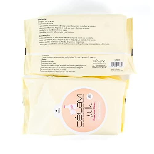 Celavi Cosmetics Celavi Makeup Remover Cleansing Wipes Removing Towelettes 2 Packs - 60 Sheets (Milk)