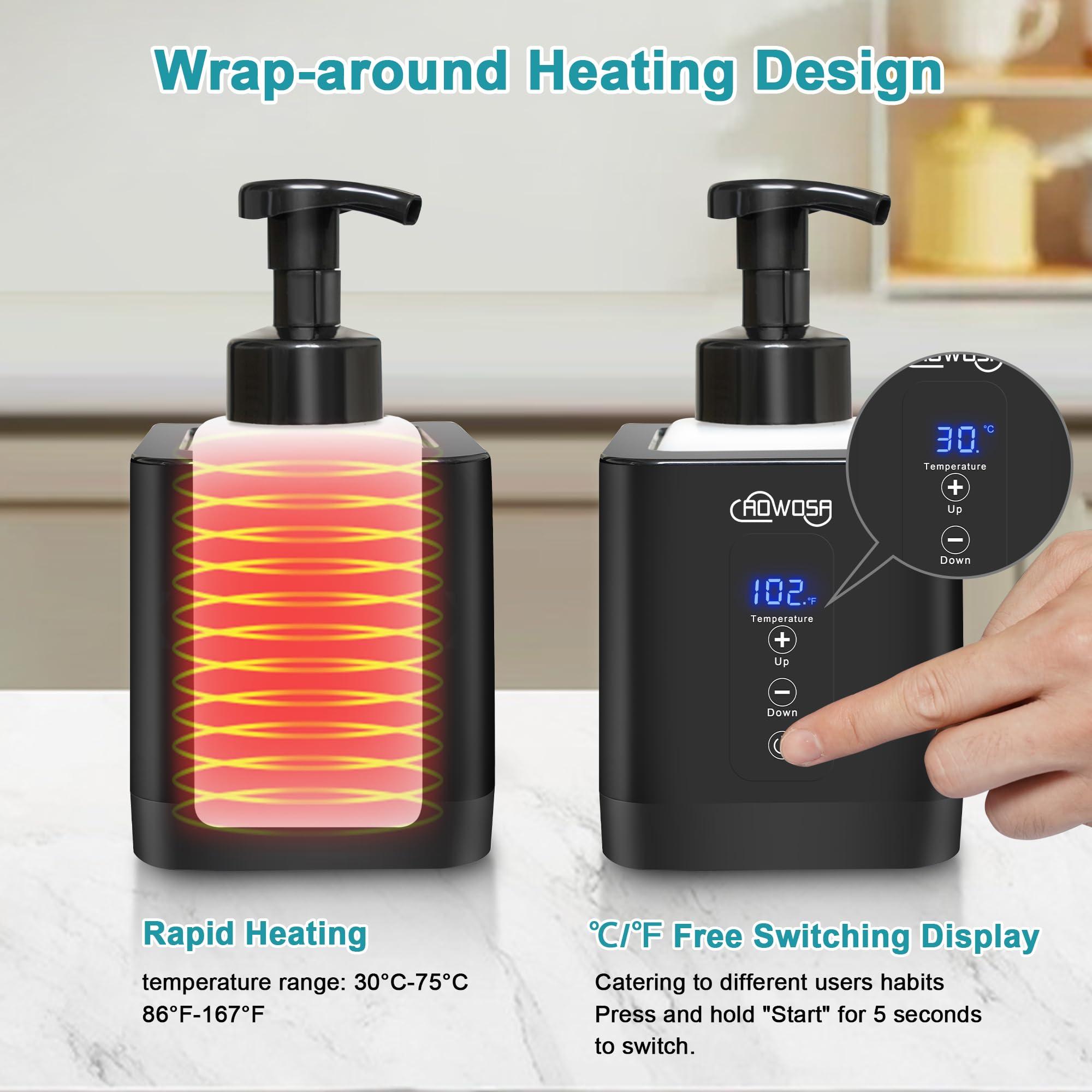 AOWOSA Hot Lather Machine for Shaving Professional Lather Maker for Men Face Shaving Large Capacity Shaving Foam Machine for Home Use Salon Barber Shop, with 2 Foam Bottle and Temperature Digital Display