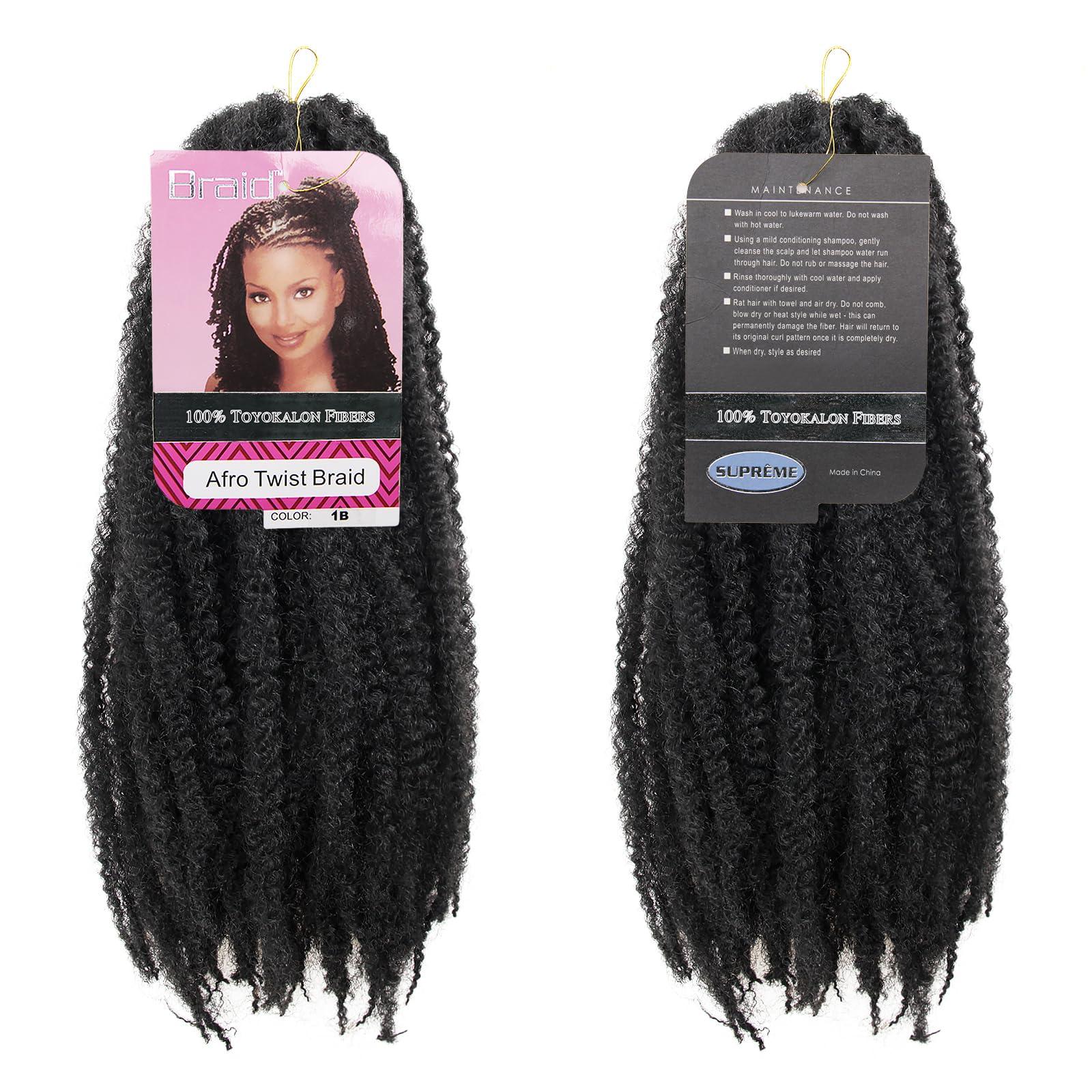 BYKSVIOC Afro Kinky Twist Crochet Hair Braids Marley Braid Hair 24inch Senegalese Curly Crochet Synthetic Braiding Hair (6Packs,#1B)