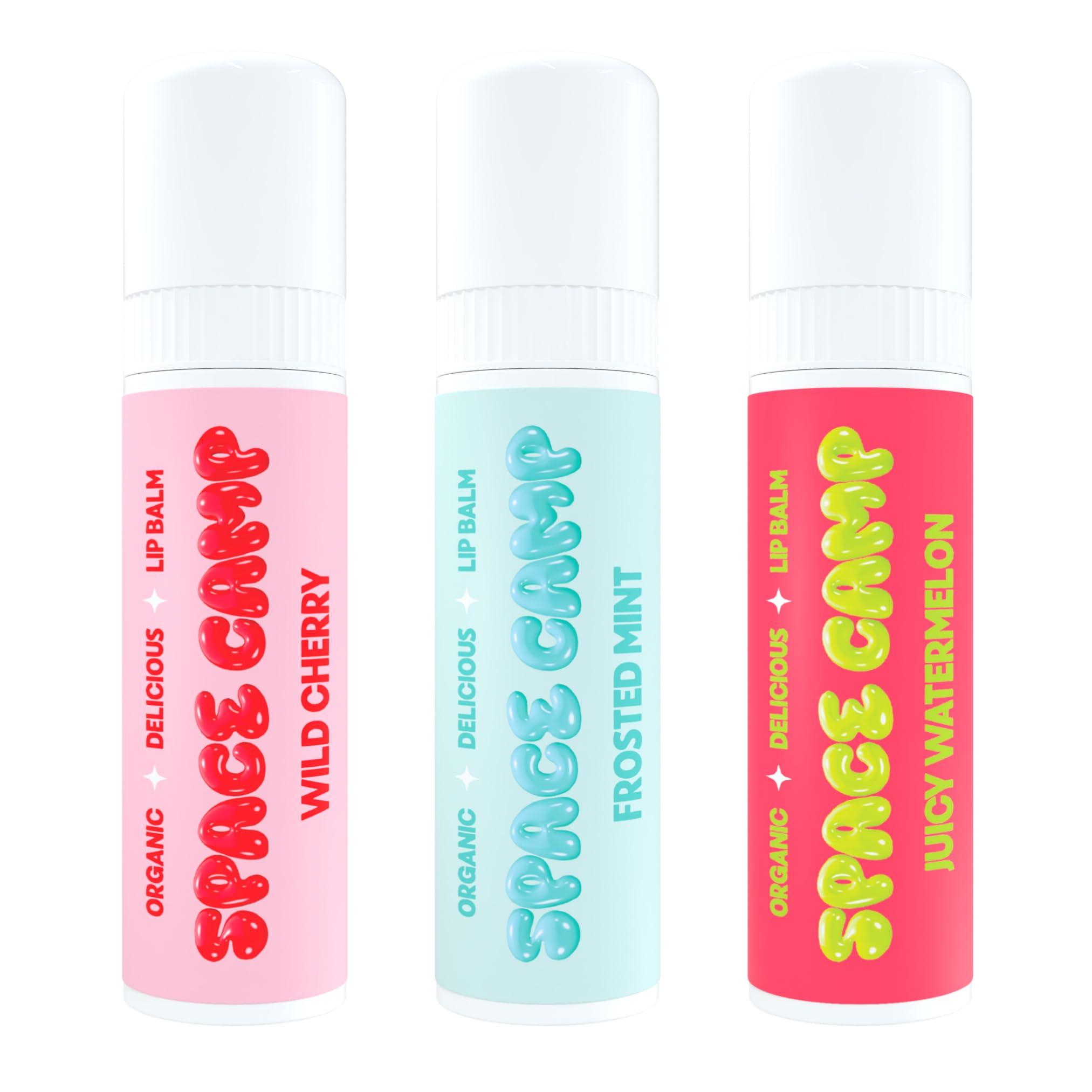 Space Camp Space Camp Wellness Jumbo Lip Balm - Originals Pack Variety Flavored Balm (Wild Cherry, Juicy Watermelon, and Frosted Mint) - 3 Pack
