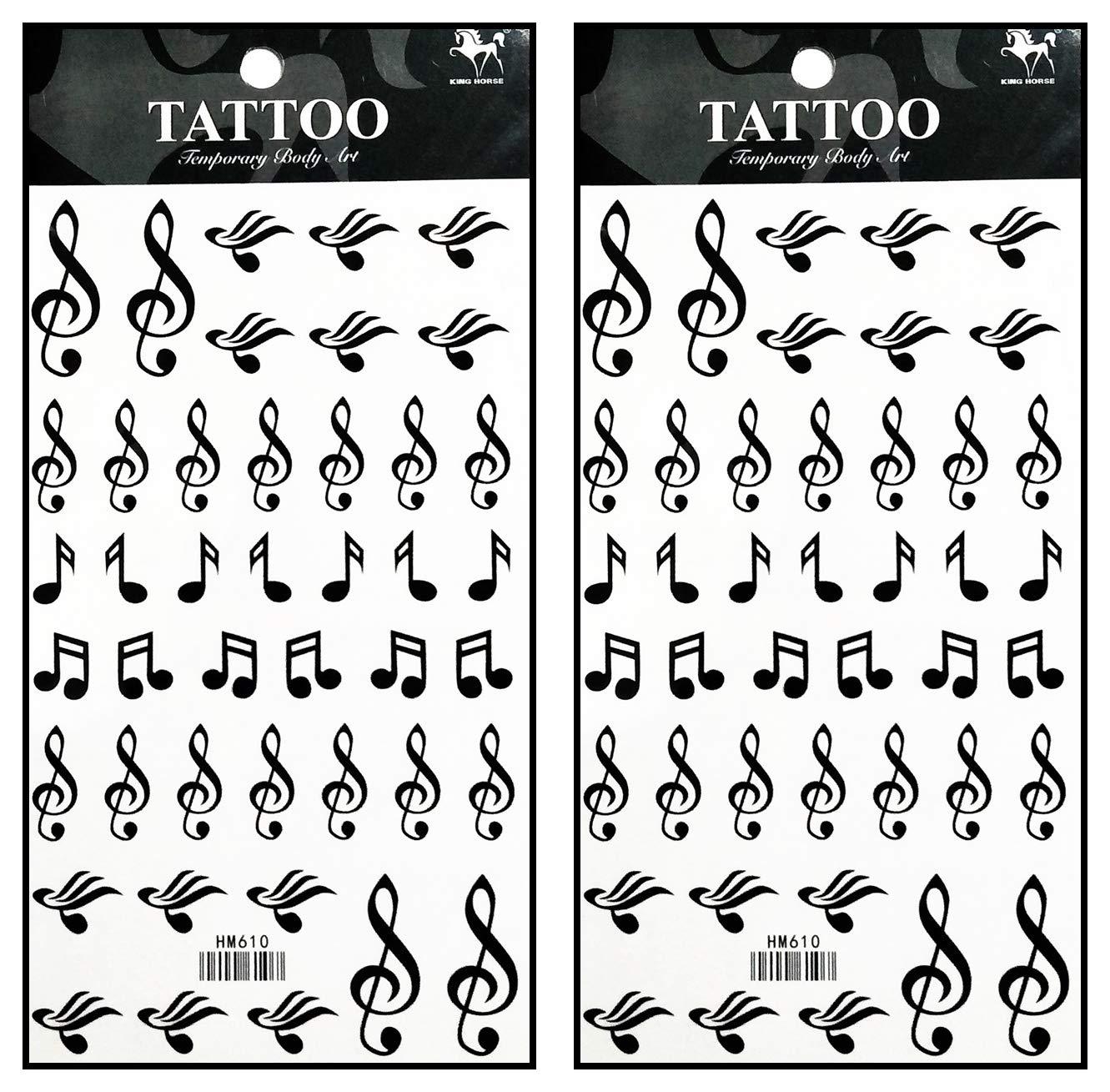 Rareeasy Waterproof Tattoo Sticker Tattoos 2 Sheets Musical Notes Music Love Symbols Temporary Tattoo 3D Fake Waterproof for Man Women Girls Lower Back Shoulder Neck Arm