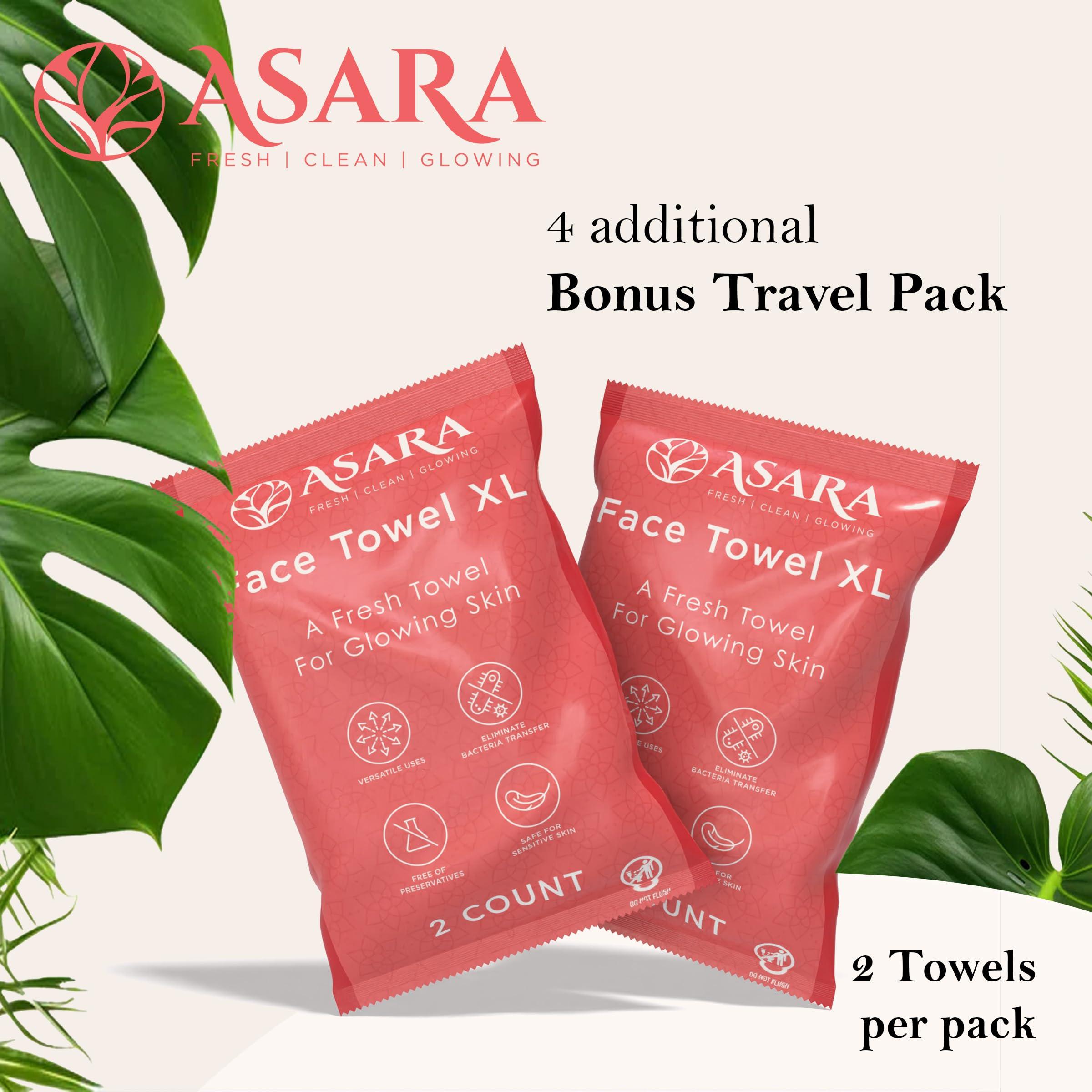 ASARA Asara Disposable Face Towel XL Facial Wipes | Organic Vegan Biodegradable | Just Add Water for Makeup Remover Wipes | Sensitive Skin Face Wipes - Clean Daily Towelettes (100 Count)