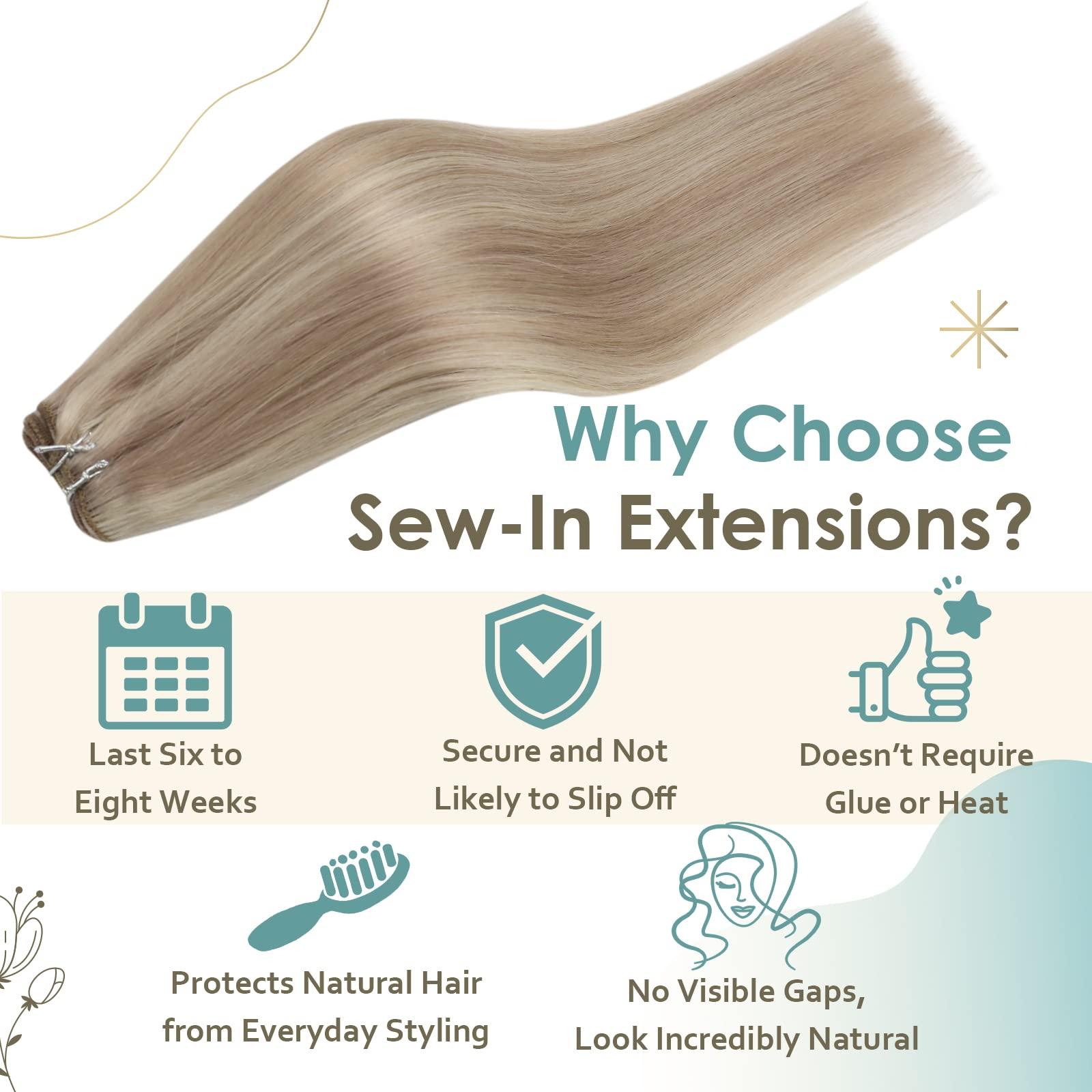 Full Shine Full Shine Highlight Blonde Tape in Hair Color 18/613 Tape in Hair And Weft Hair Extensions 18 Inch And 16 Inch