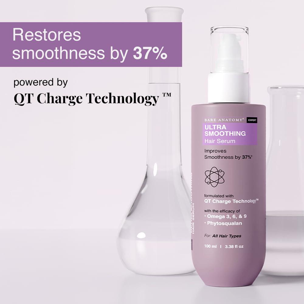 Bare Anatomy Bare Anatomy Ultra Smoothing Hair Serum Powered By Carbohydrate Complex & Niacinamide | Serum for Smooth & Shiny Hair | For Dry & Frizzy Hair | Women & Men | 50 ml