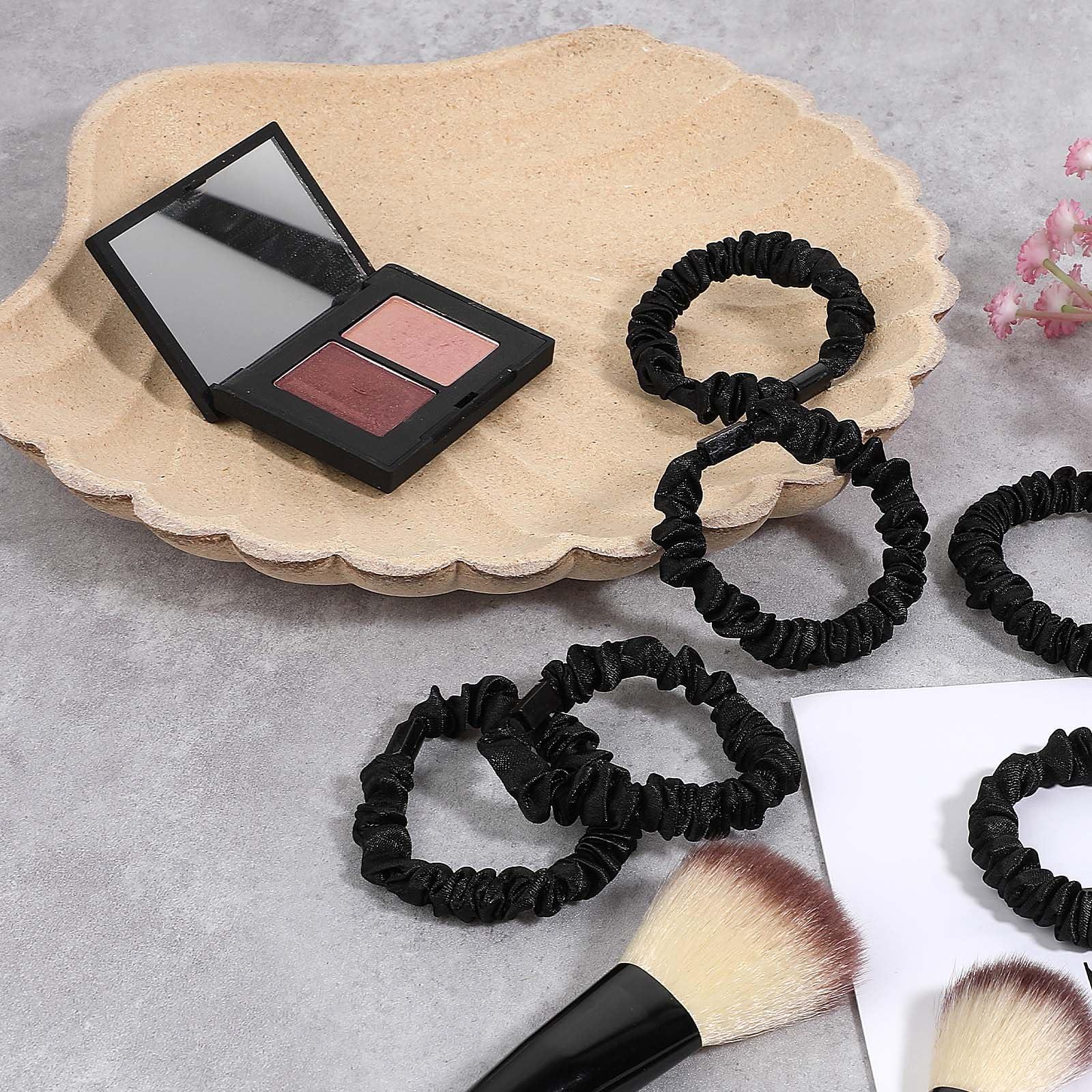 DIVINA VITAE Satin Hair Tie, 12Pcs No Slip Satin Hair Scrunchies Soft Silk hair scrunchies, Black Elastic Hair Ties No Damage Small Silk Scrunchies Cute Silk Ponytail Holders For Women Girls Thick Thin Hair