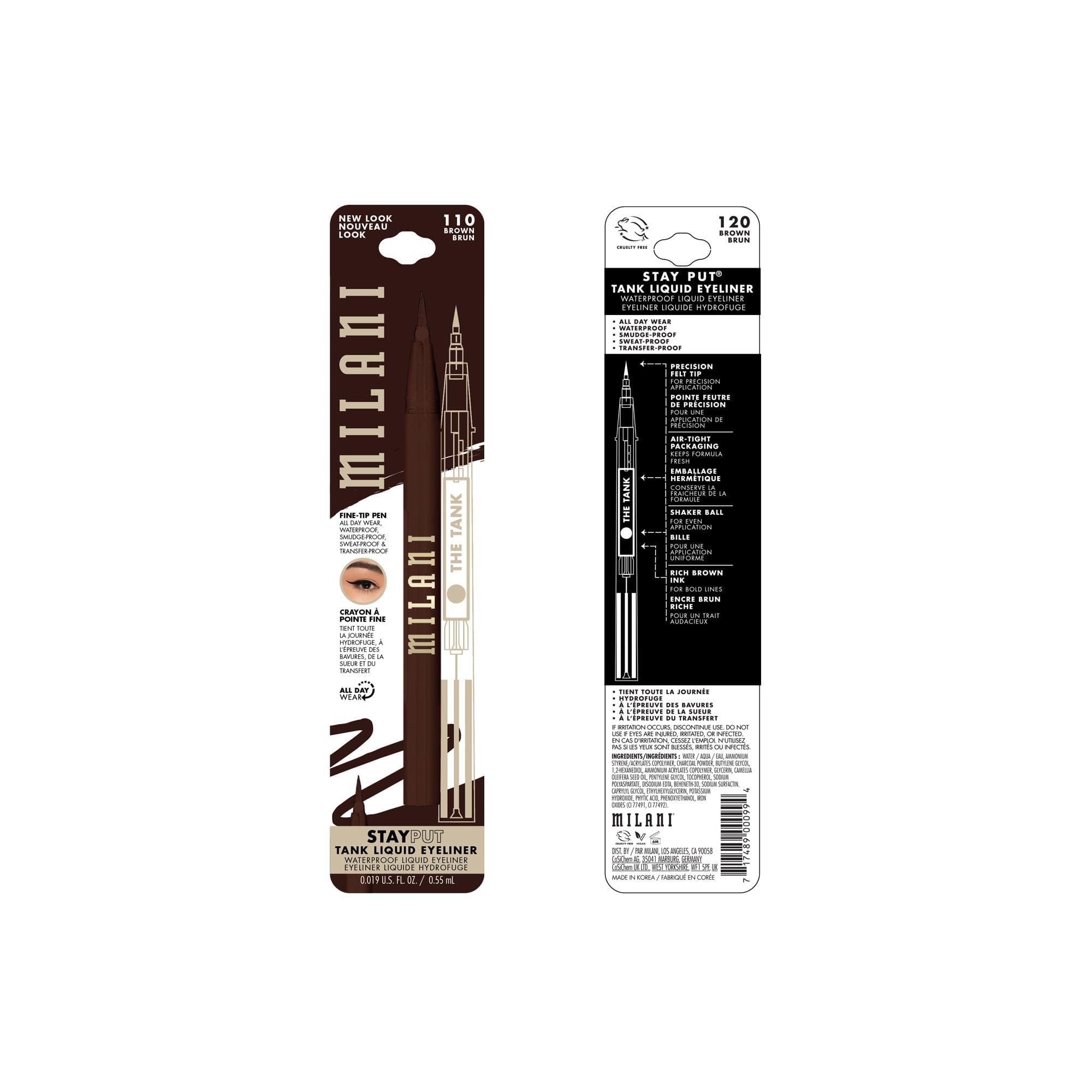 Milani Milani The Tank Liquid Eyeliner - No-Skip Liquid Eyeliner Pen, Waterproof Formula, Makeup Pen, Long Lasting & Smudgeproof - 120 Brown