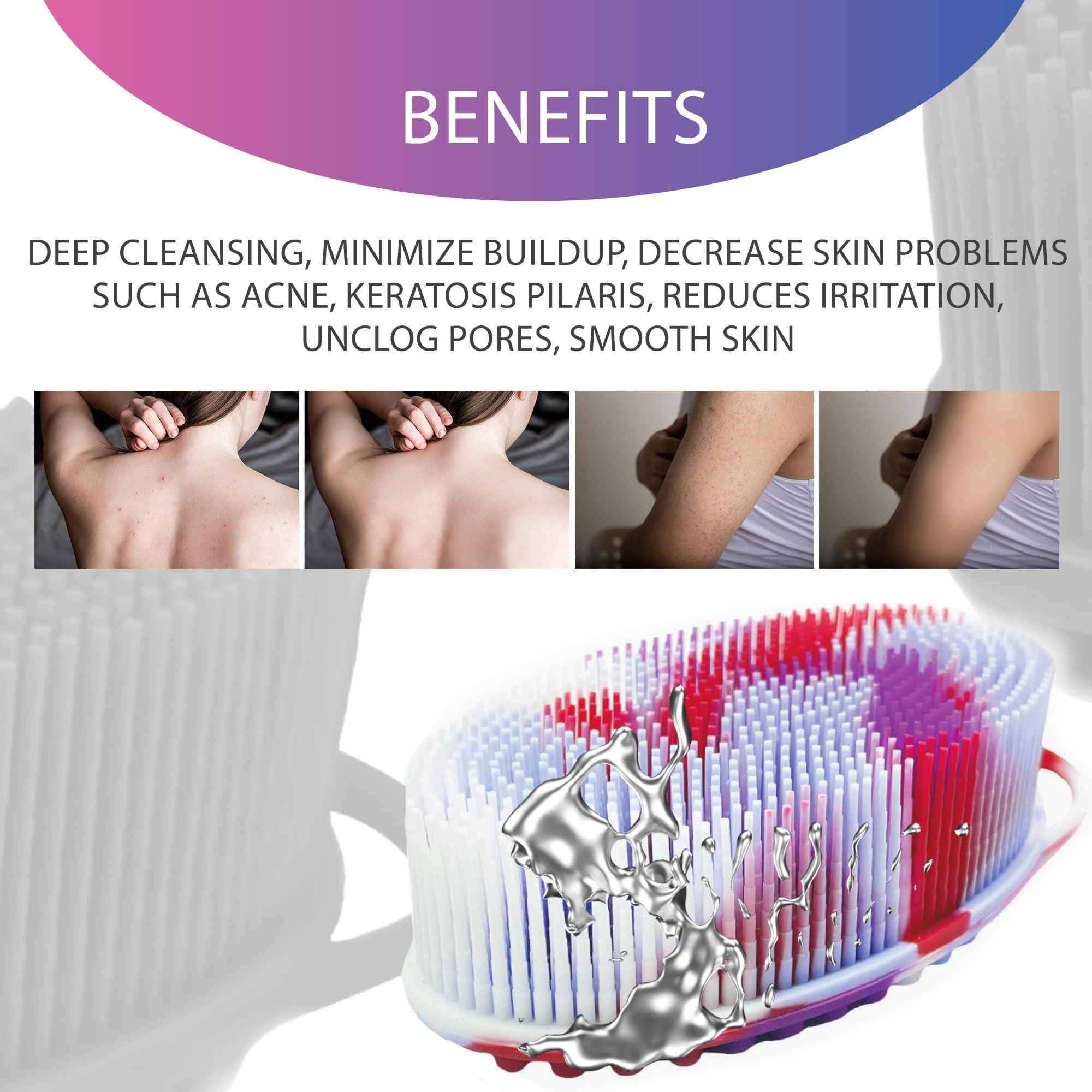 Avilana Avilana Silicone Exfoliating Body Scrubber Dual-Sided Silicone Loofah for Shower, Body Scrubber for Men & Women, Gentle Loofa Alternative, Easy-to-Clean Silicone Body Scrubber (Marbled with Silver)