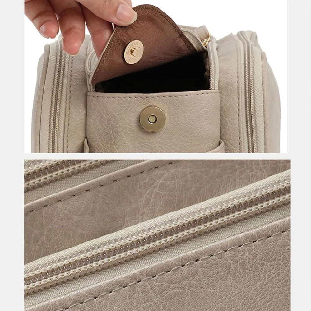 ZLWEI ZLWEI Luxorluxe Makeup Travel Bag,Luxor Luxe Large Capacity Travel Cosmetic Bag, PU Leather Three Layers Makeup Travel Bag (black)