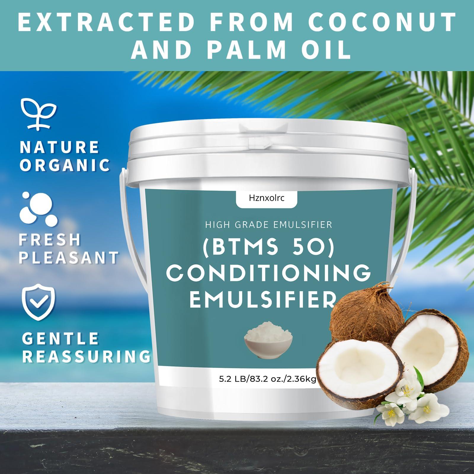 Hznxolrc 5.2 lb BTMS 50 Conditioning Emulsifier for Making Leave-in Conditioner, Premium BTMS 50 Conditioning Emulsifier Granules, Higher Activity than BTMS 25, Suitable for Making Lotions, Shampoos and More