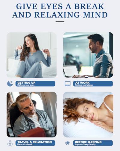 zinpaza Cordless Heated Eye Mask for Dry Eyes, Blocking Light Sleeping Mask Warm Eye Compresses Electric Eye Heating Pad for Stye Eye Treatment Blepharitis Sinus Migraine Gifts for Woman Man