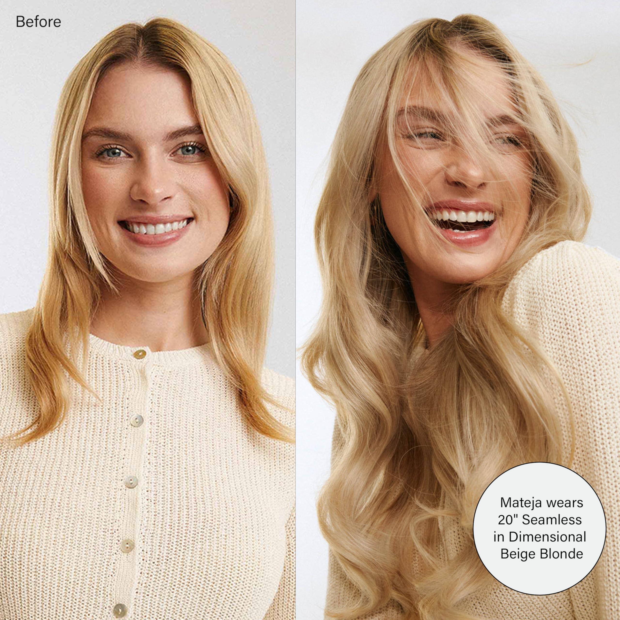 Luxy Luxy Hair 24\" Platinum Blonde Seamless Clip-In Hair Extensions (240 grams) 100% Remy Human Hair, Natural, Discreet, 10-Piece Set, Blends Easily