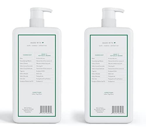 Native Native Body Wash for Women, Men | Sulfate Free, Paraben Free, Dye Free, with Naturally Derived Clean Ingredients, 36 oz bottle with pump- 2 Pack (Eucalyptus & Mint), 72.0 Fl Oz