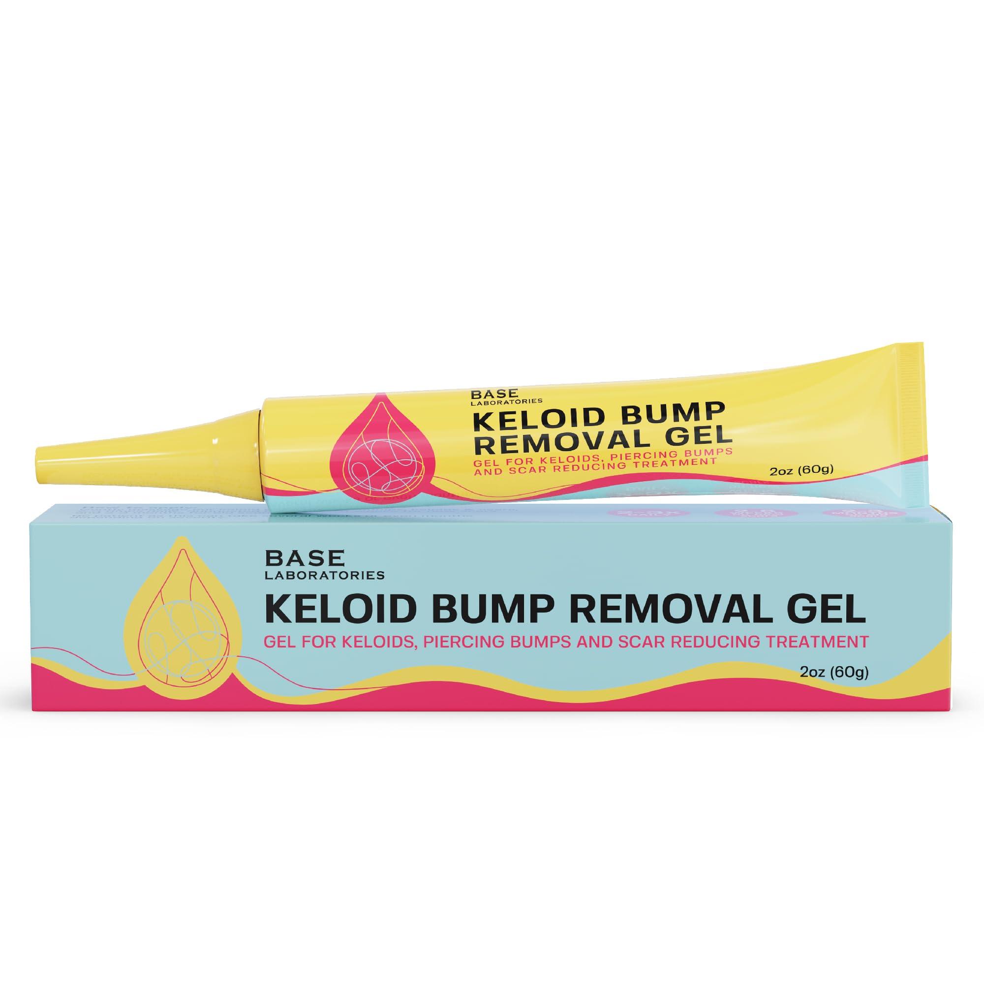 BASE LABORATORIES BASE LABORATORIES Keloid Bump Removal Gel | Natural Piercing Bump Treatment & Keloid Scar Gel | Keloid Scar Removal for all Scars, Keloids & Piercing Bumps | Soothing Piercing Aftercare Gel | 2 oz