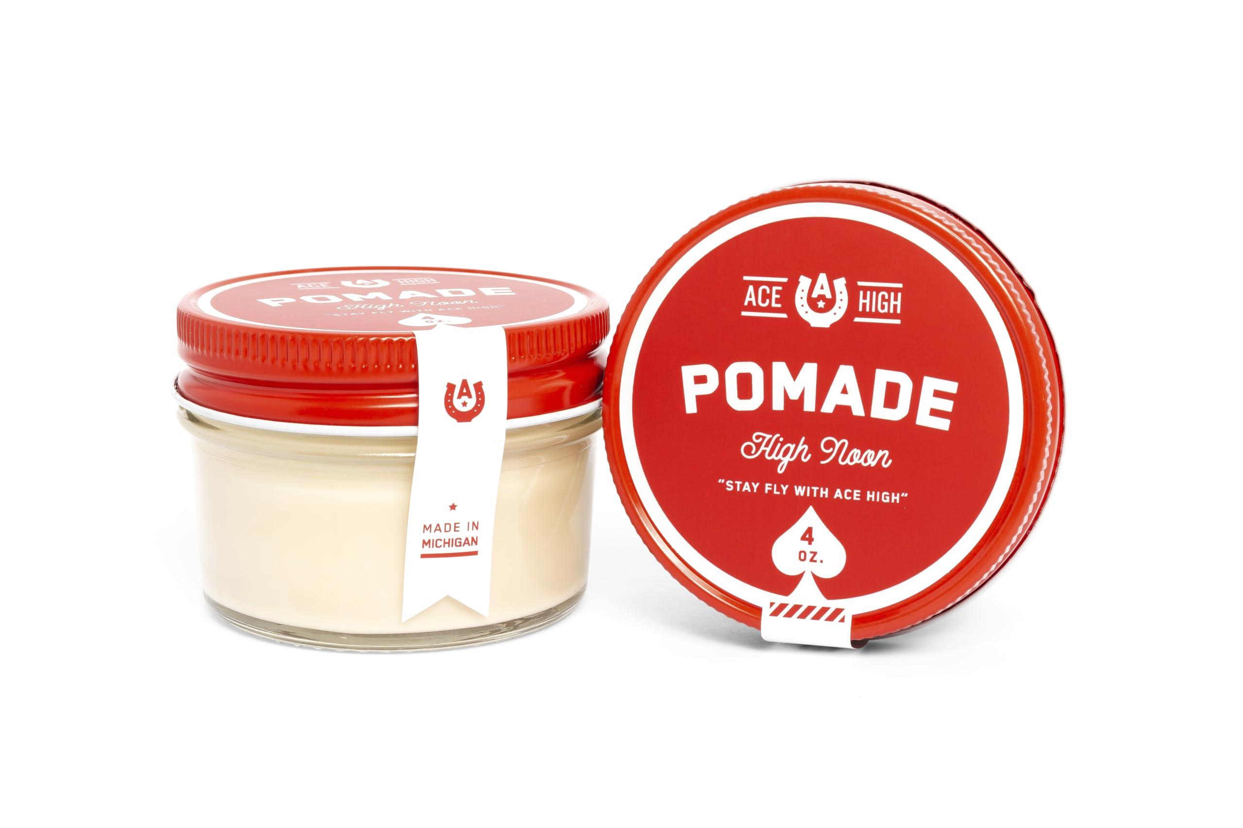 ace high ace high, High Noon Pomade 2-Pack, Barbershop Scent, Strong Hold, Natural Shine, Water Based, Hand Crafted, 4oz