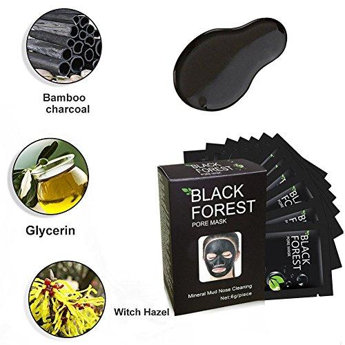 Boolavard Black Forest Spa Black Mask, Black Head Remover Mask, Mineral Black Mud Nose Mask, Blackhead Anti Acne Pore Remover Peel Off Blackhead Mask Deep Cleansing (10pcs)