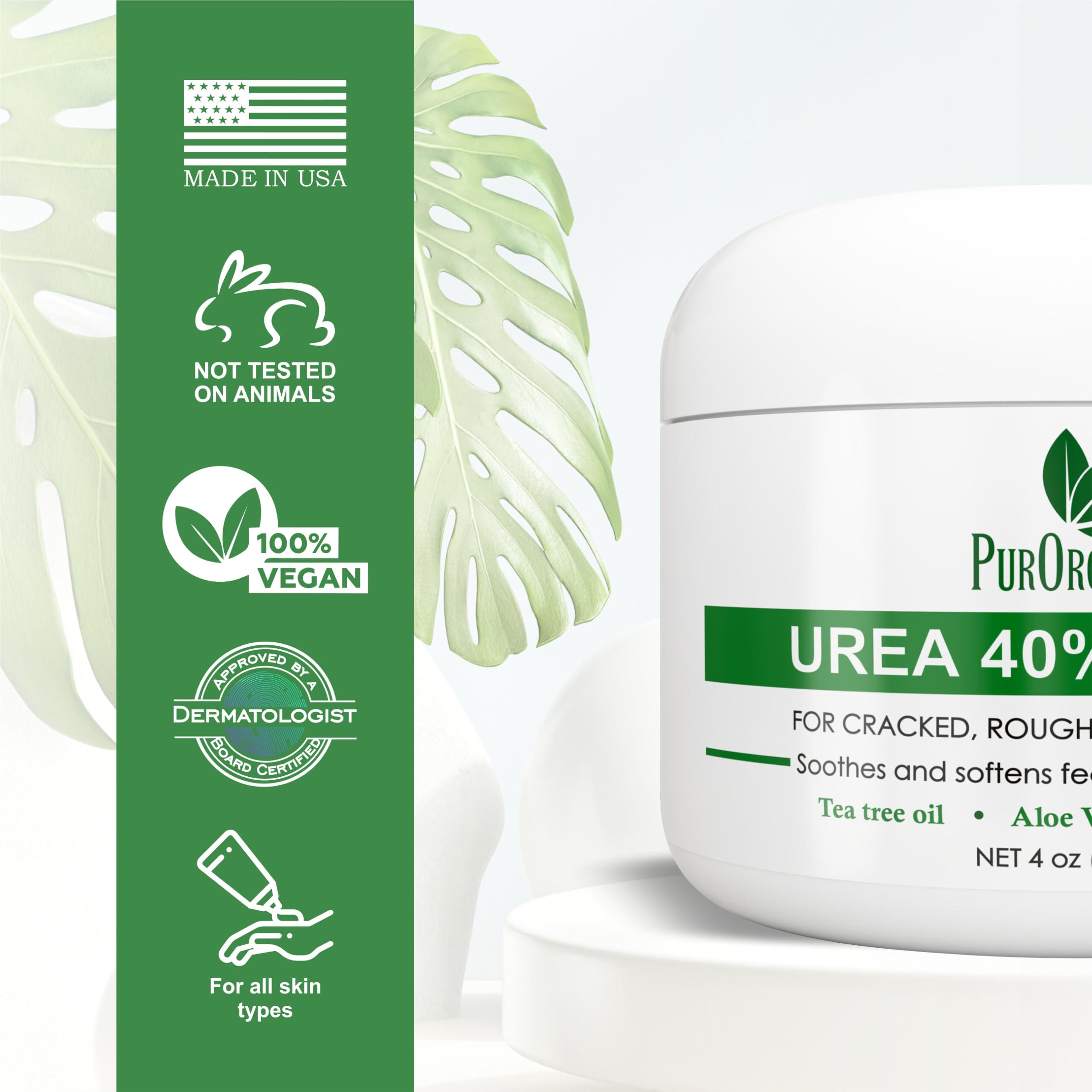 PurOrganica PurOrganica Urea 40% Foot Cream - Made in USA - Corn, Callus and Dead Skin Remover - Moisturizer & Rehydrater - For Thick, Cracked, Rough, Dead & Dry Skin - For Feet, Elbows and Hands - Pack of 2