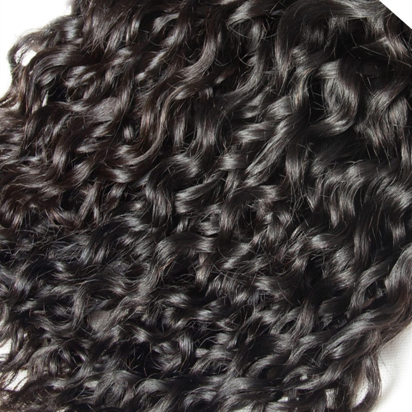 TOMYEUS KIZQYN Human Hair Bundles Peruvian Water Wave Bundles Unprocessed Water Wave Human Hair Bundles 1/3/4 Pcs Peruvian Water Wave Virgin Remy Hair Extensions Natural Black Color Braiding Hair