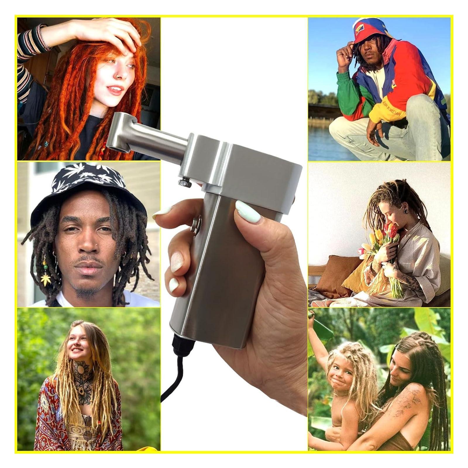 RIBONI Dreadlocks Machine, Instant Dreadlock Machine for Locs Electric Handheld Portable Dreadlock Maker with 6 Heads, Automatic Dreadlock Machine Quick and Easy DIY Dreadlocks Braiding Hair