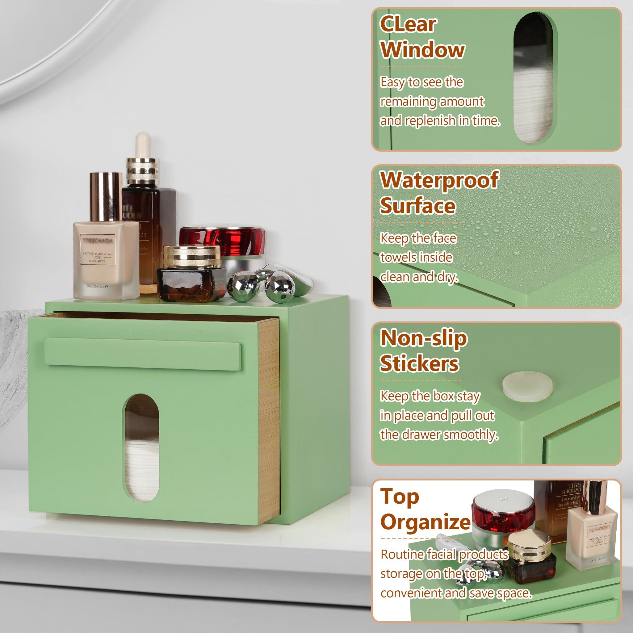 Tohiasen Disposable Face Towel XL Storaged with Luxe Bamboo Box, Face Towelettes Disposable 50 Count, Facial Towel Makeup Remover Cloth and Facial Wash Dry Wipes