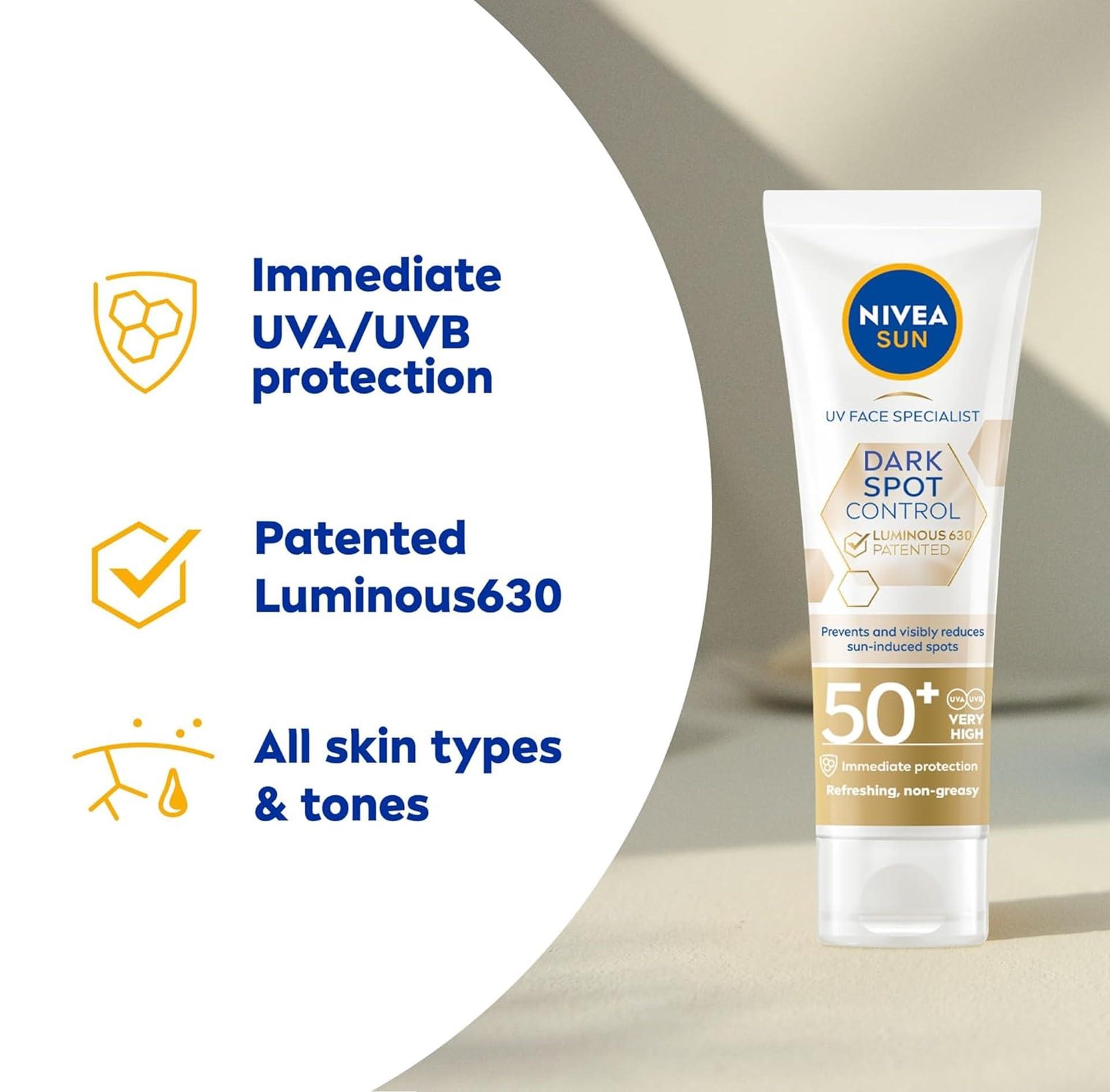 NIVEA NIVEA Sun UV Facial Specialist Dark Spot Control Cream SPF 50+ Luminous630, 40ml, Pack of 1