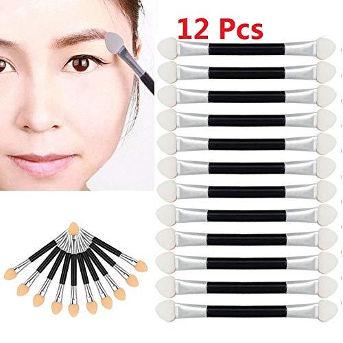 FeiFei66 FeiFei66 12Pcs Fashion Makeup Double-end Eye Shadow Eyeliner Brush Sponge Applicator Tool Black