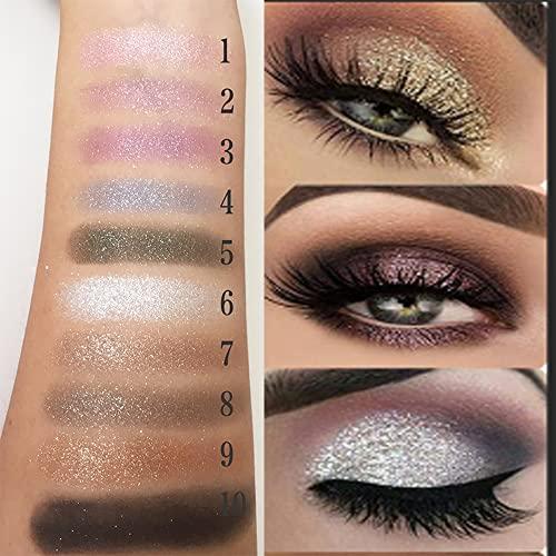 Impeccablery Glitter Eyeshadow Palette Makeup Set,10 Colors Shimmer Eyeshadow Palette Gold Eyeshadow Highly Pigmented Long Lasting Waterproof Sweatproof Professional Nude Eyeshadow Palette Make Up Palettes for Women Warm Natural Neutral Smokey Eye Eyeshadow Palet